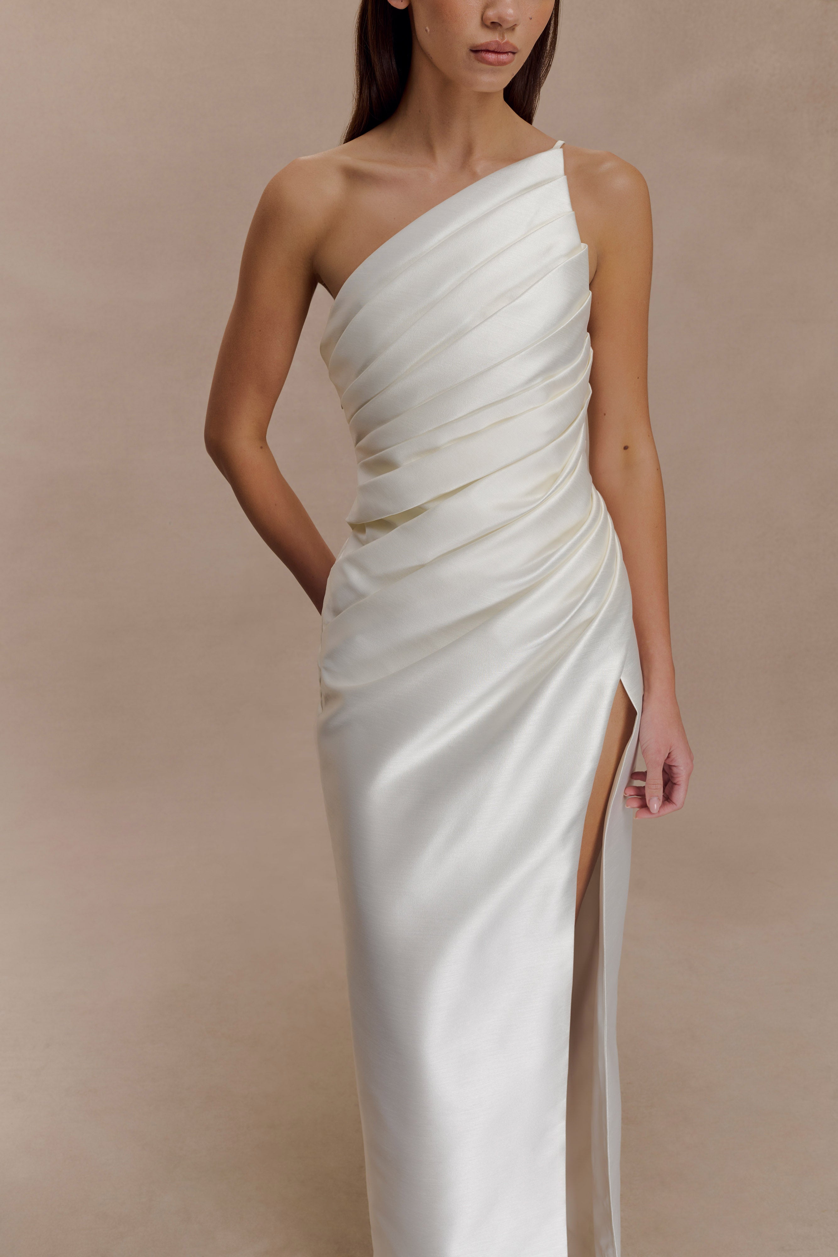 Francine One Shoulder Maxi Dress - Ivory - Image 6