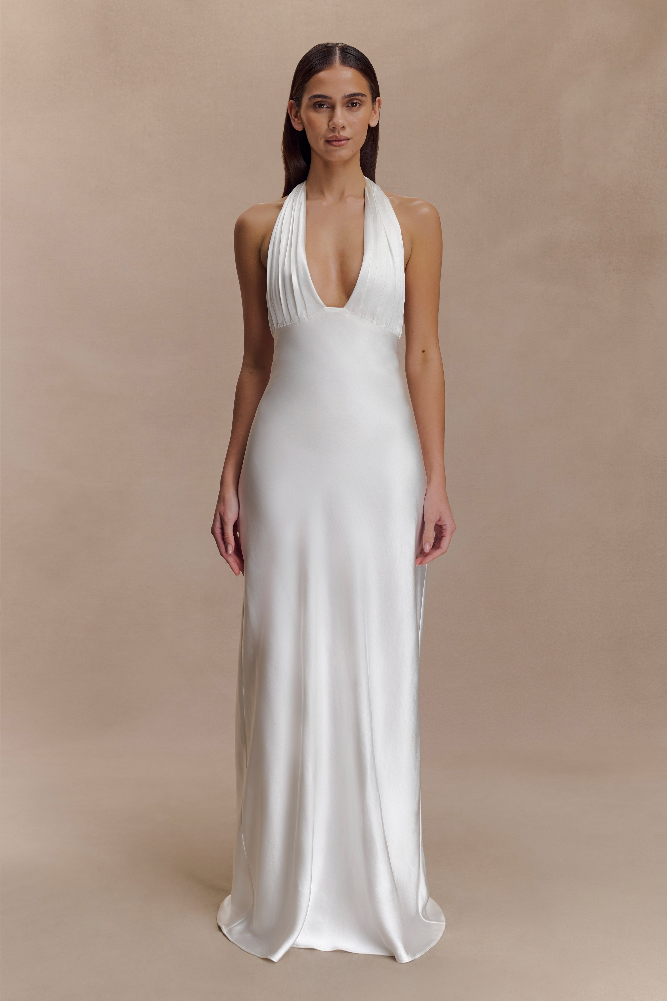 Alice Satin Halter Maxi Dress - White - Image 4