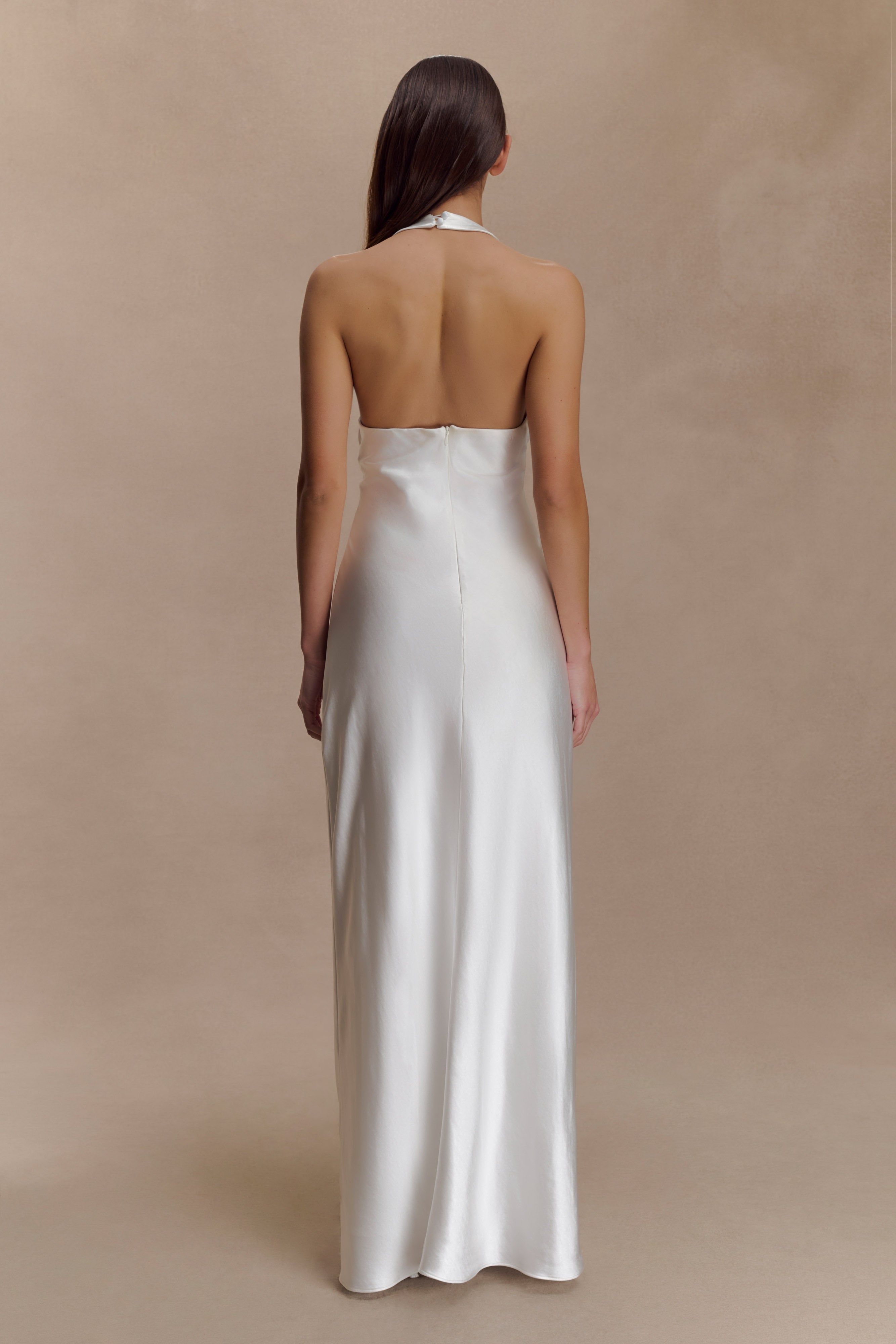 Alice Satin Halter Maxi Dress - White - Image 5