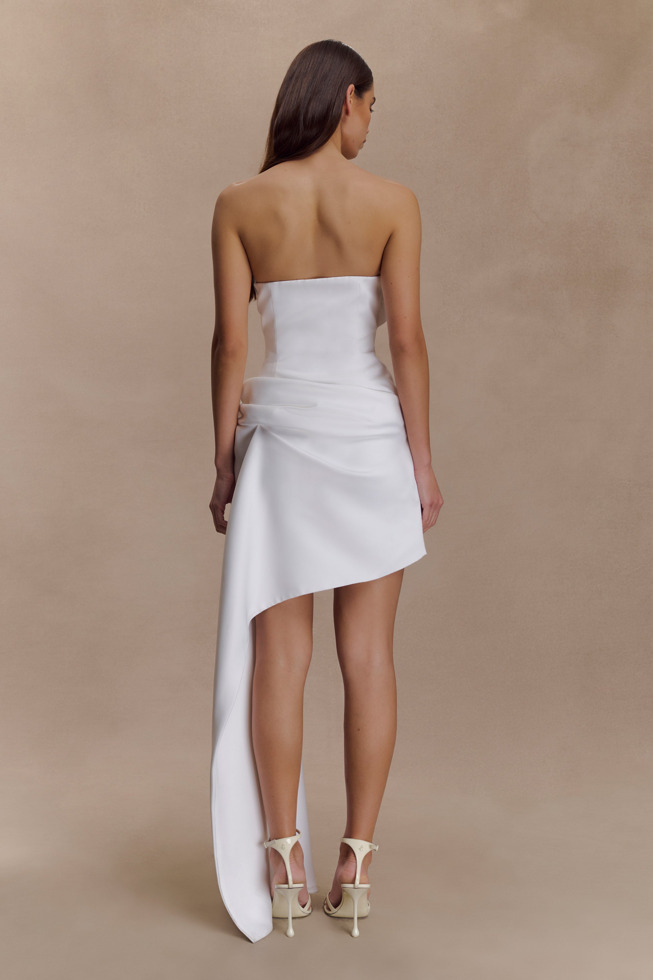 Evianna Strapless Gathered Mini Dress - White - Image 4
