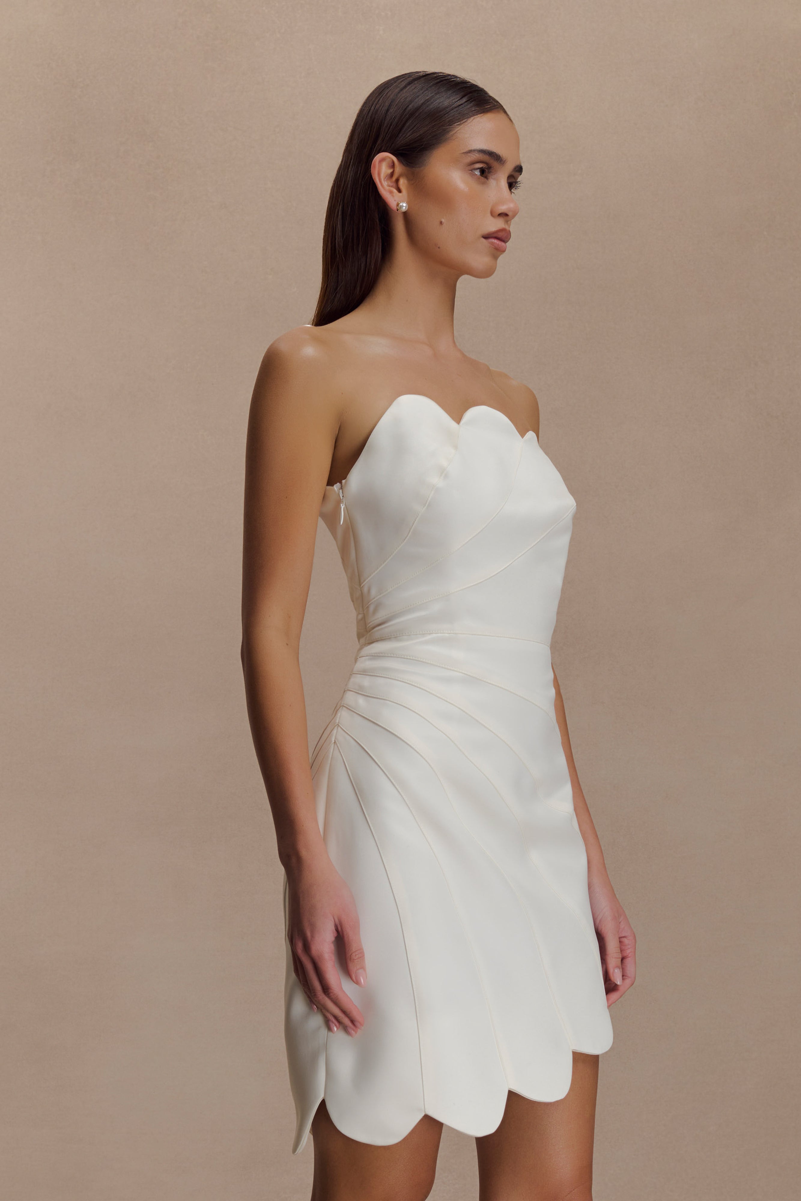 Atenea Satin Mini Dress - White - Image 5