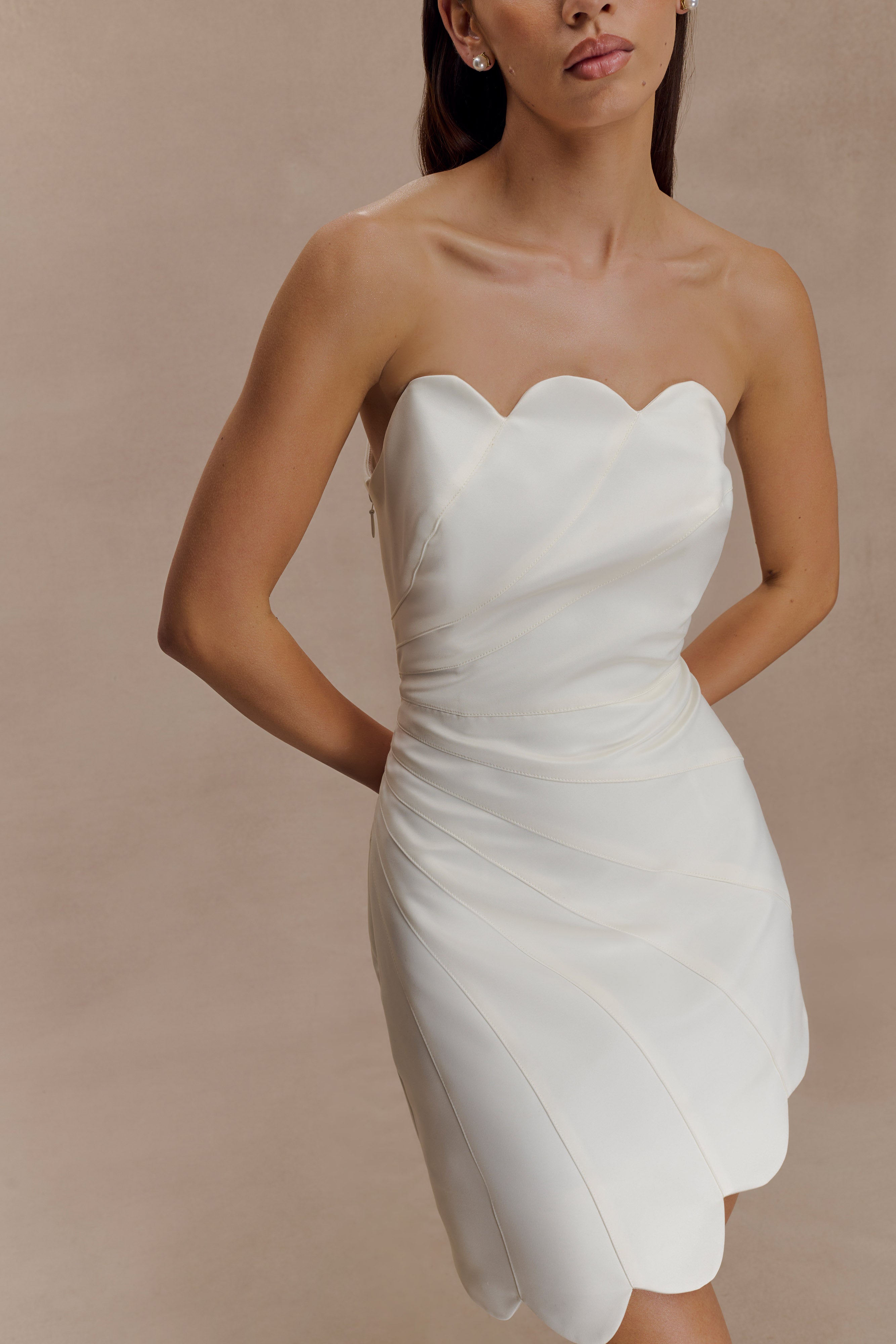 Atenea Satin Mini Dress - White - Image 7
