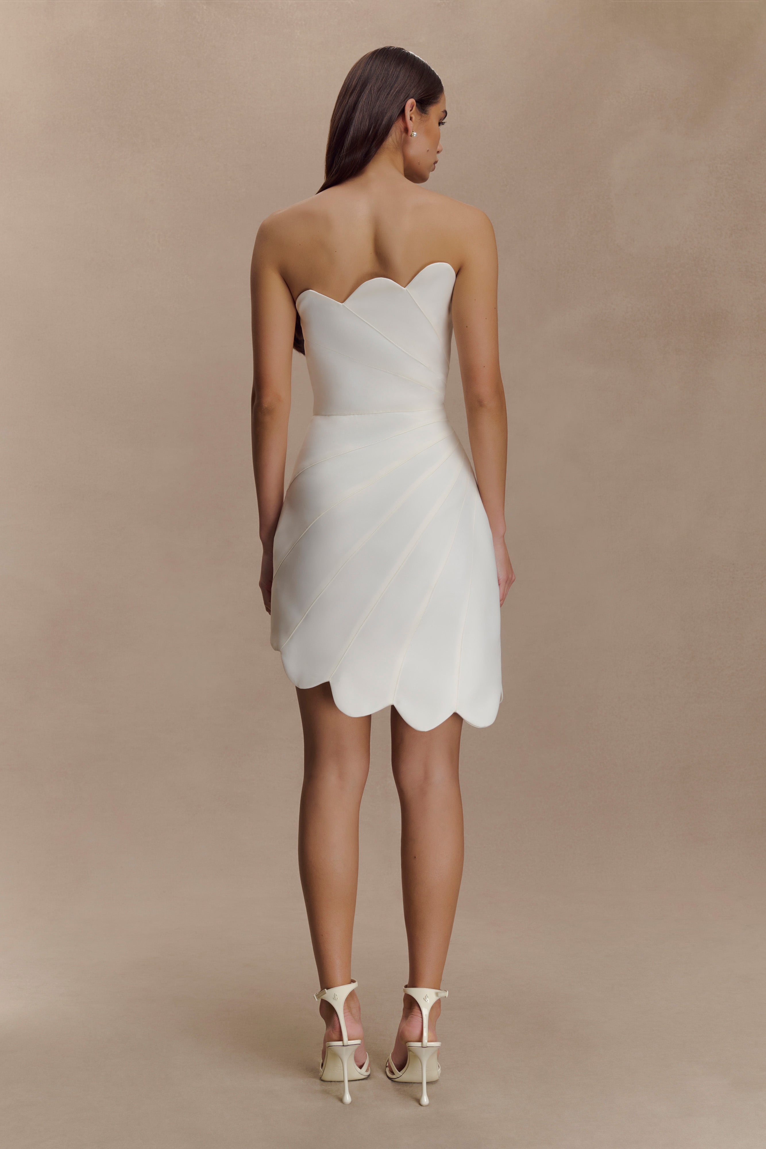 Atenea Satin Mini Dress - White - Image 4