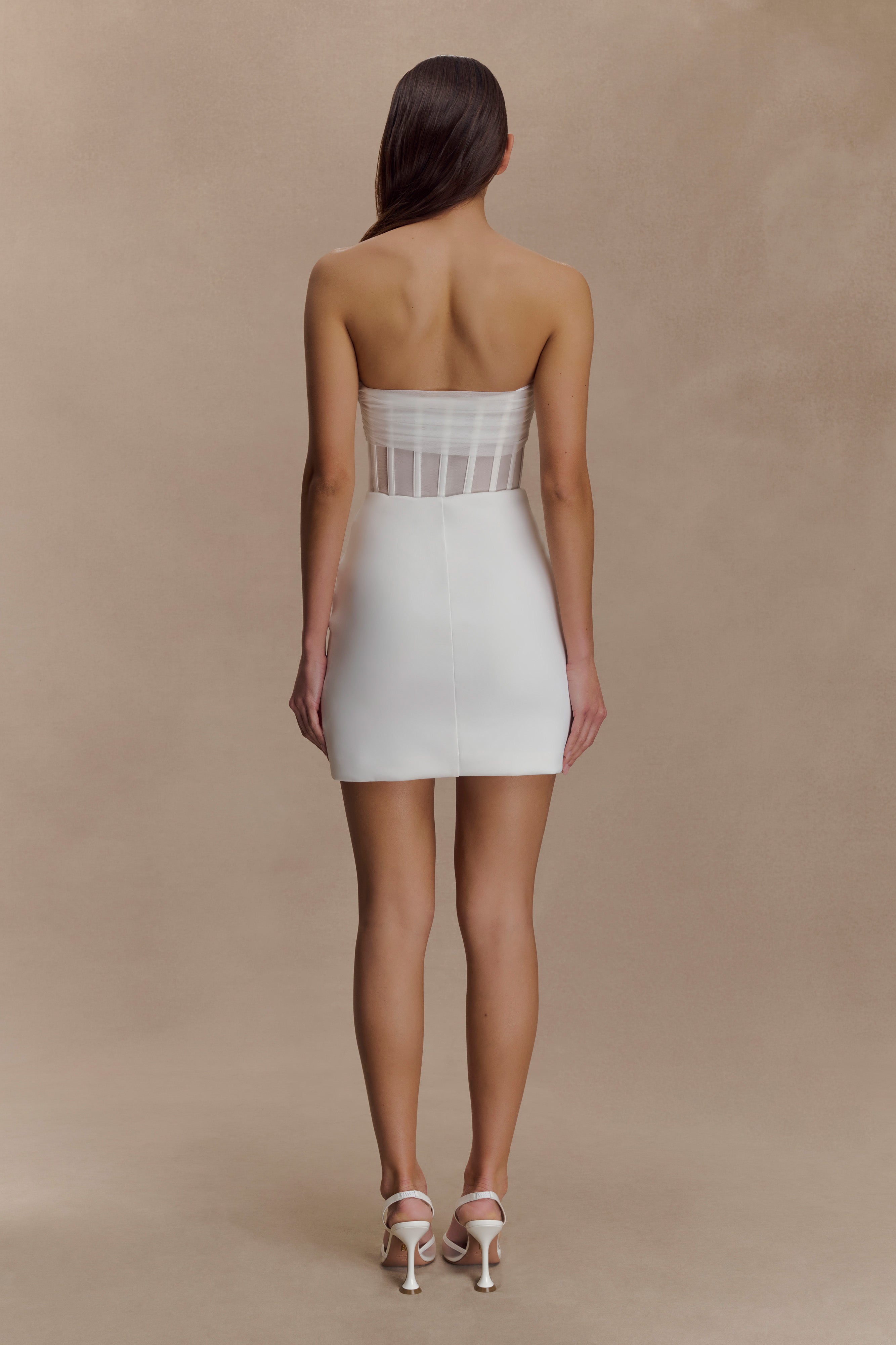 Palmer Mesh Corset Mini Dress - Ivory - Image 2
