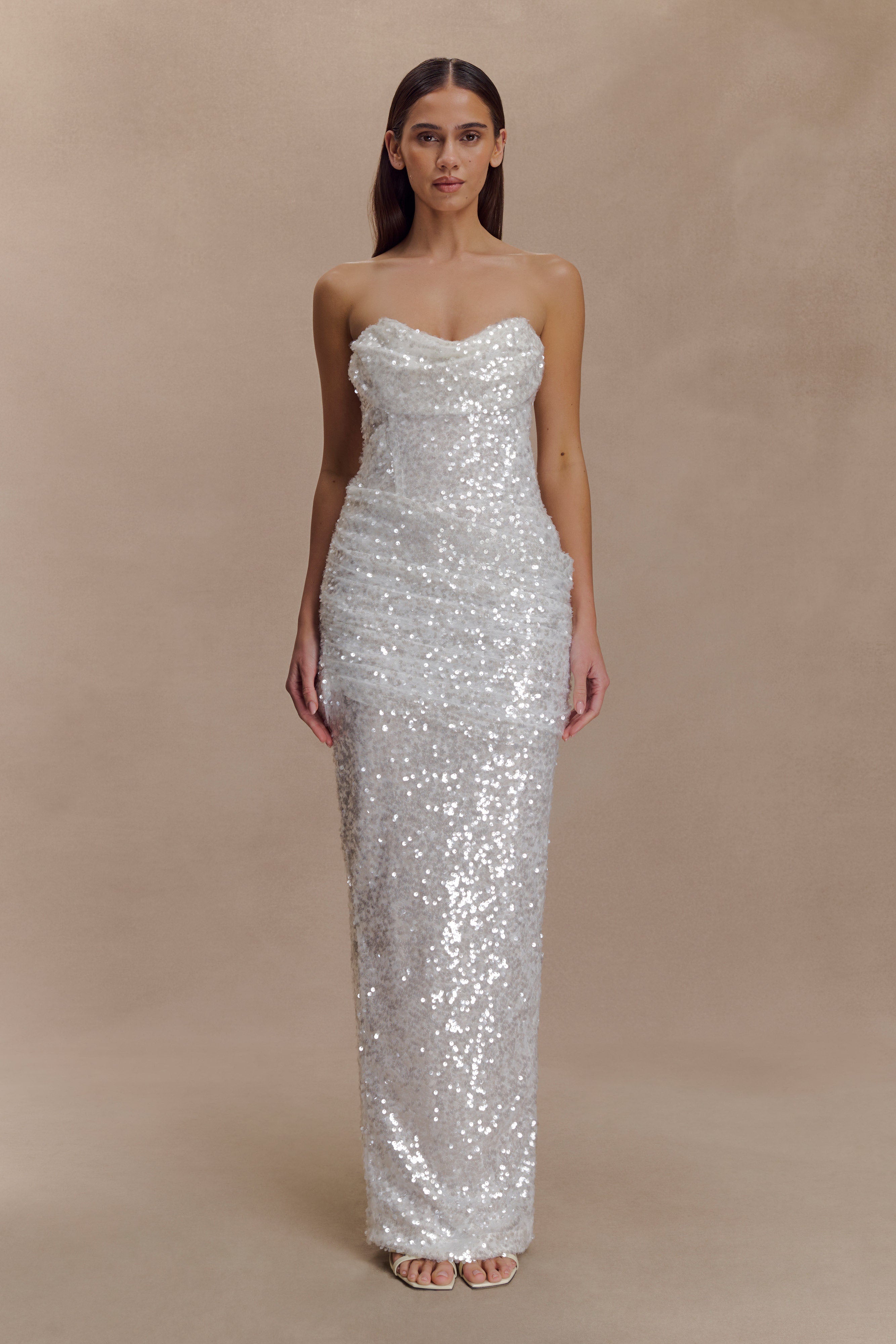 Nala Strapless Sequin Maxi Dress - Ivory - Image 4