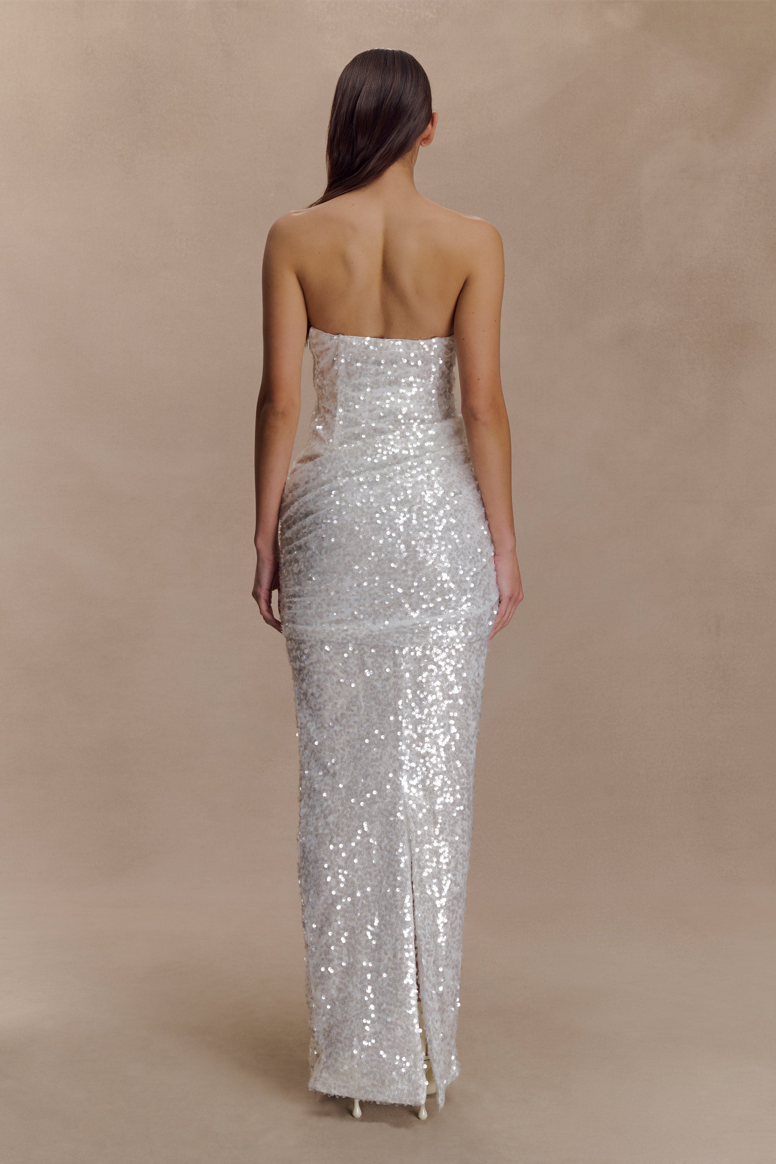 Nala Strapless Sequin Maxi Dress - Ivory - Image 5