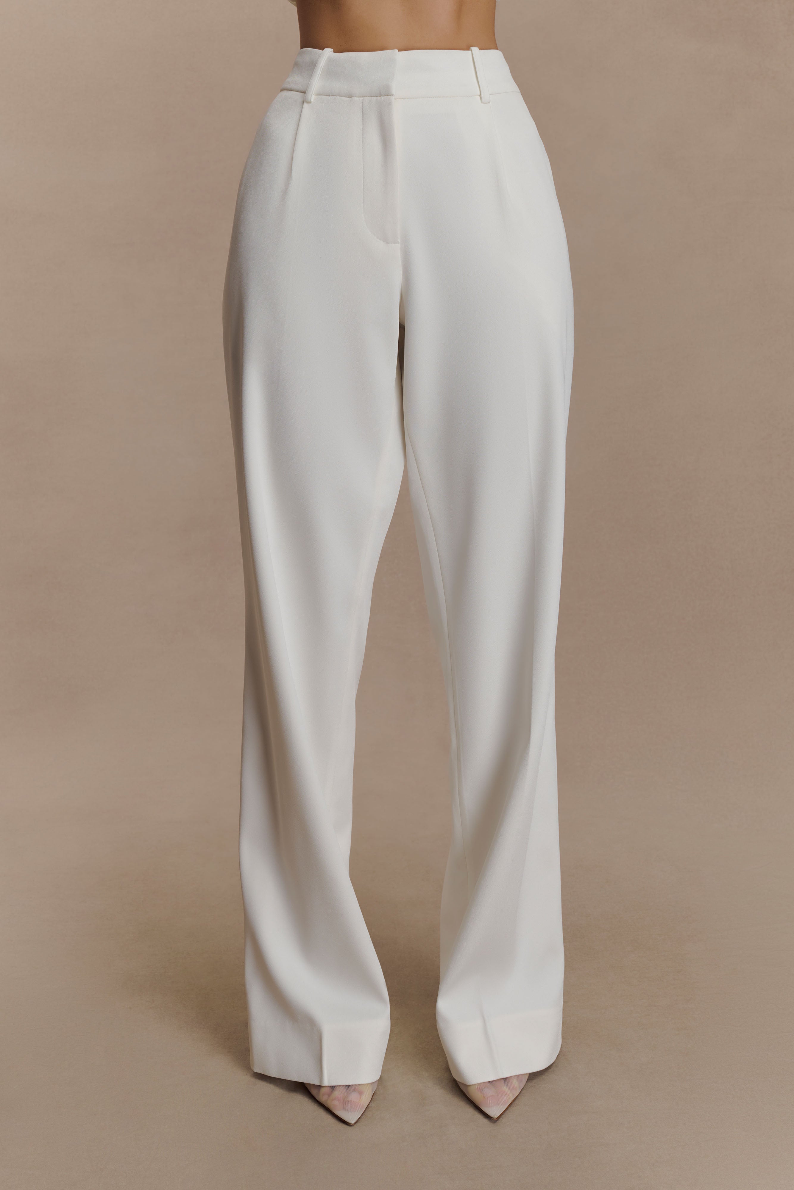 Fatima Satin Straight Leg Pant - White - Image 5