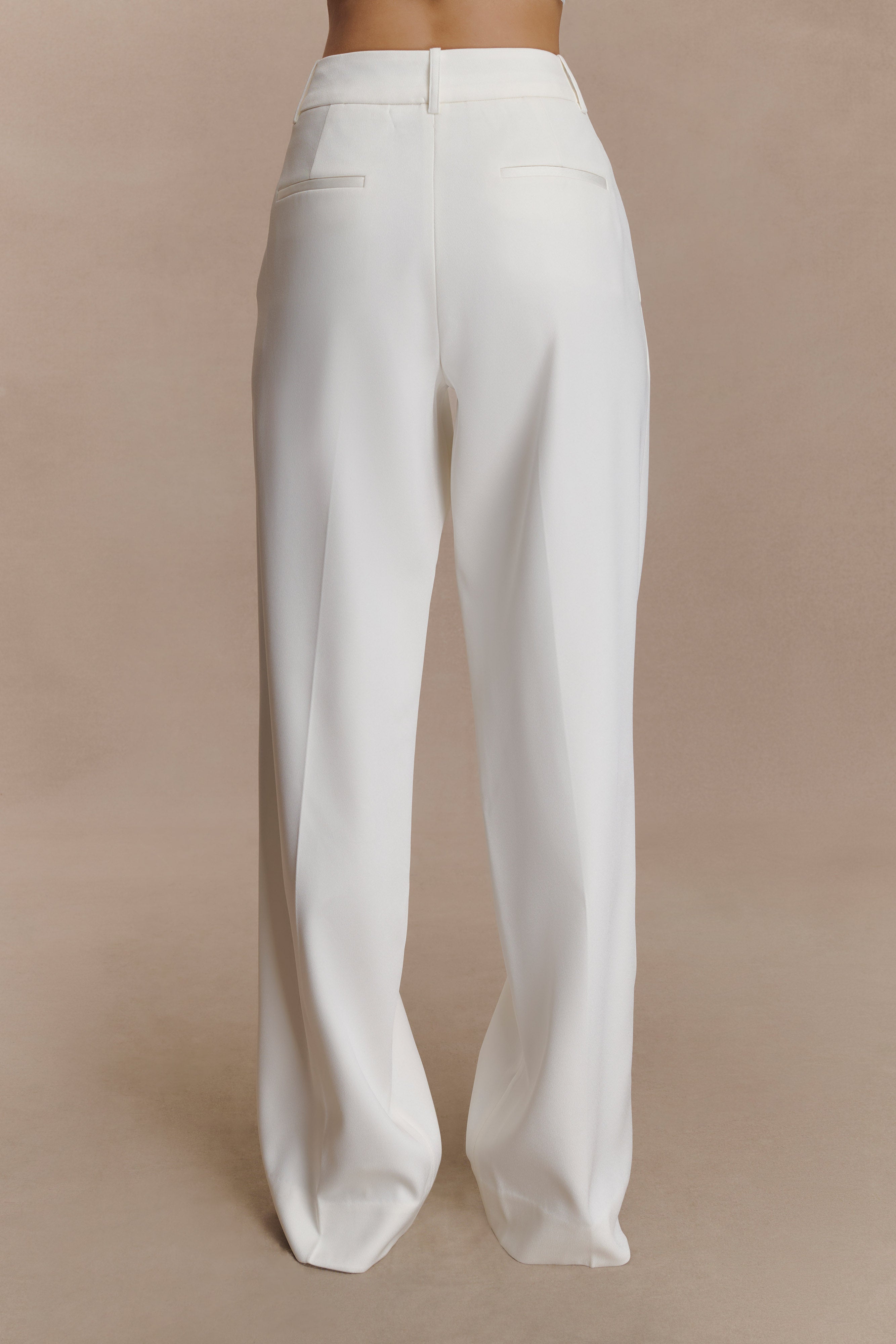 Fatima Satin Straight Leg Pant - White - Image 3
