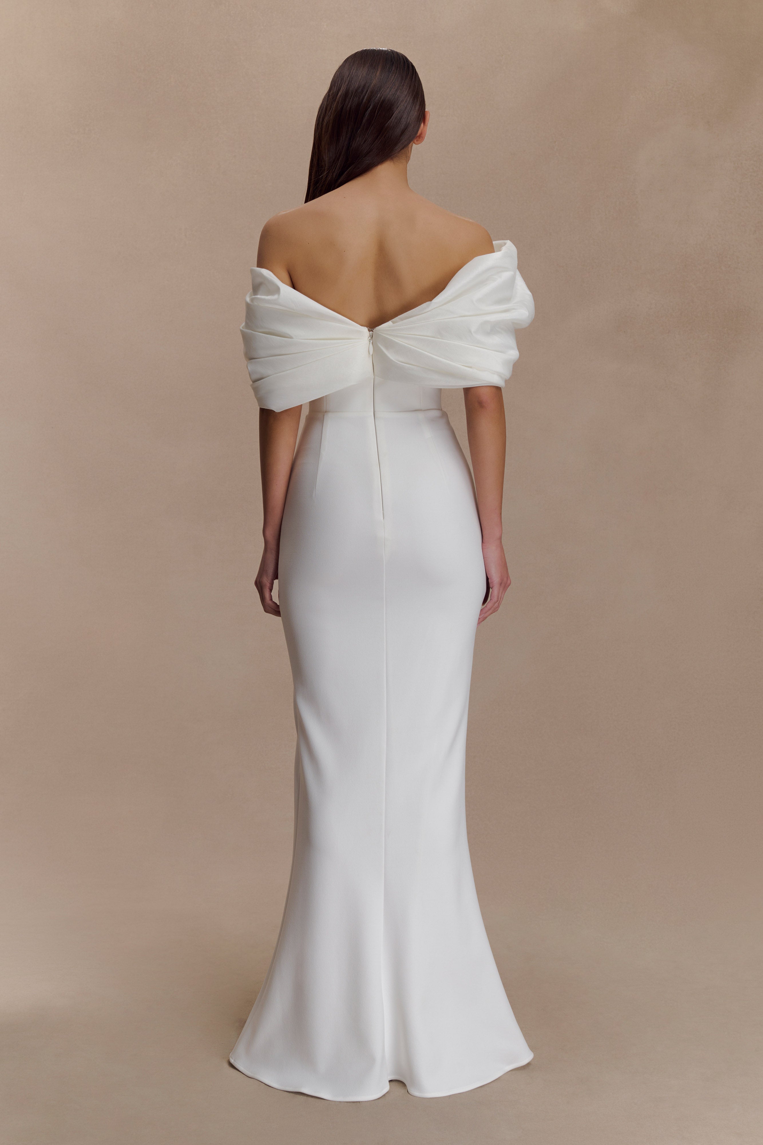 Aphrodite Off Shoulder Crepe Gown - Ivory - Image 4