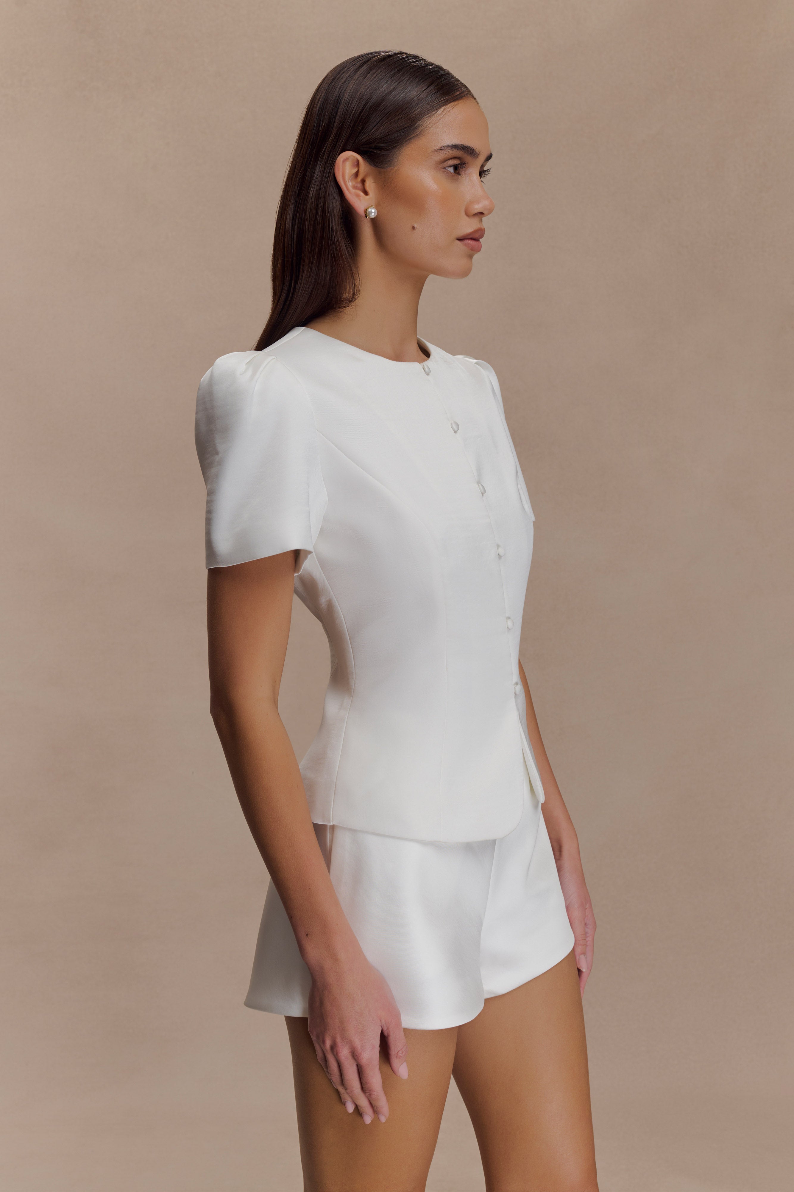 Anne Satin Mini Short - White - Image 4