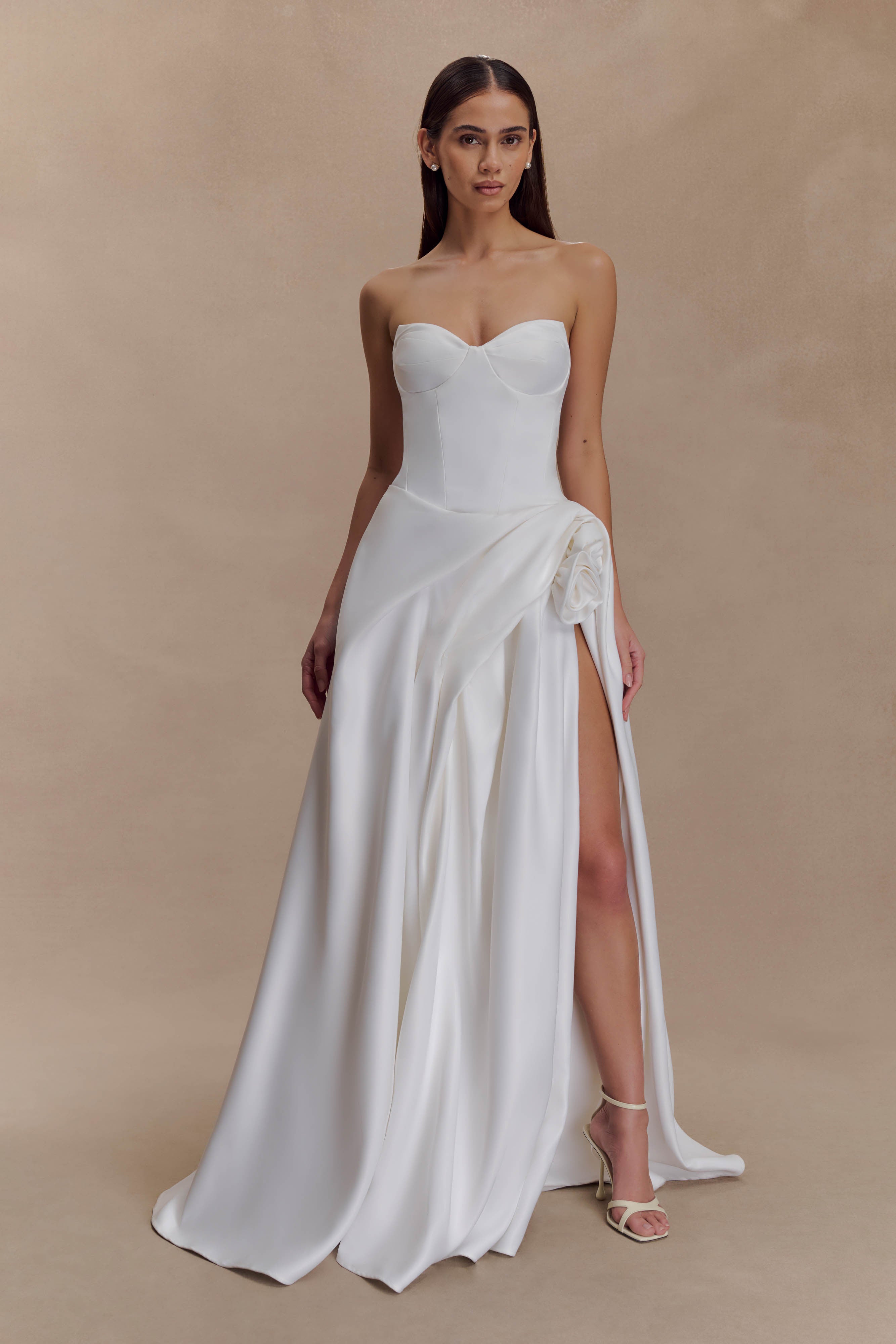 Elizabeth Strapless Corset Maxi Dress - White - Image 3