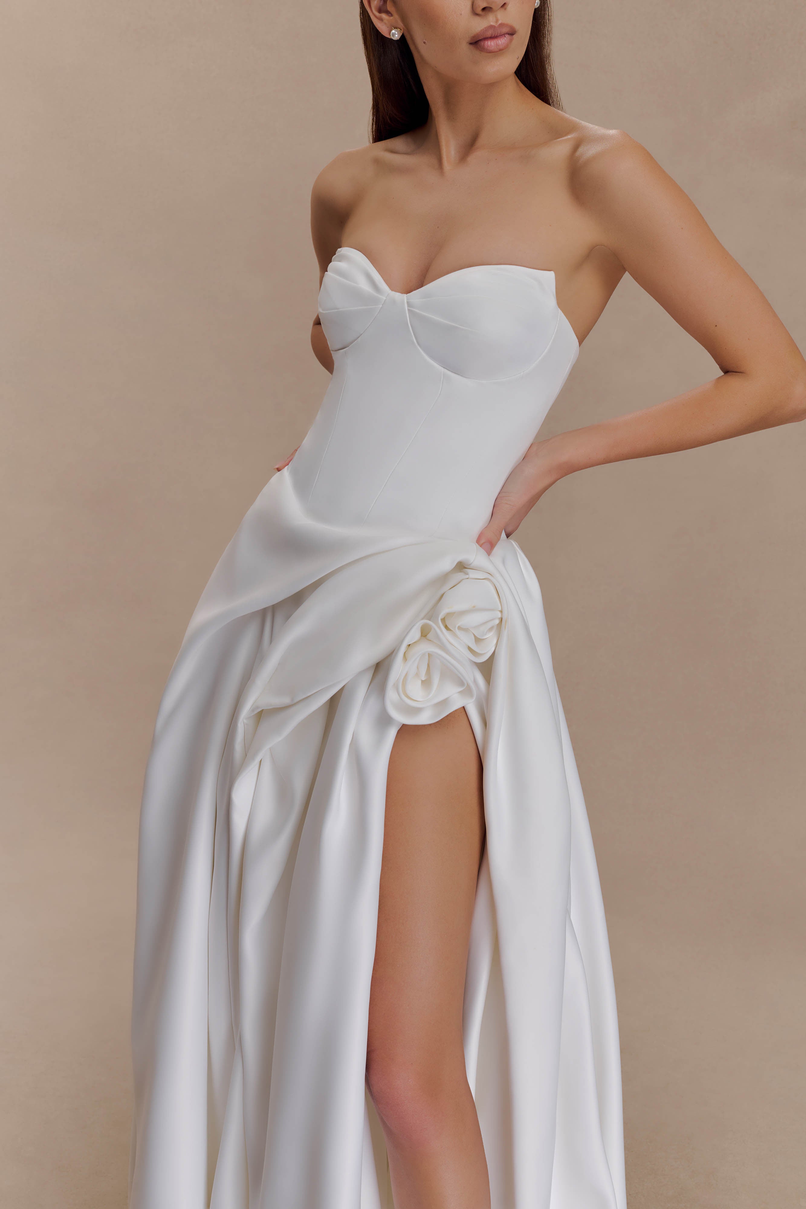 Elizabeth Strapless Corset Maxi Dress - White - Image 5