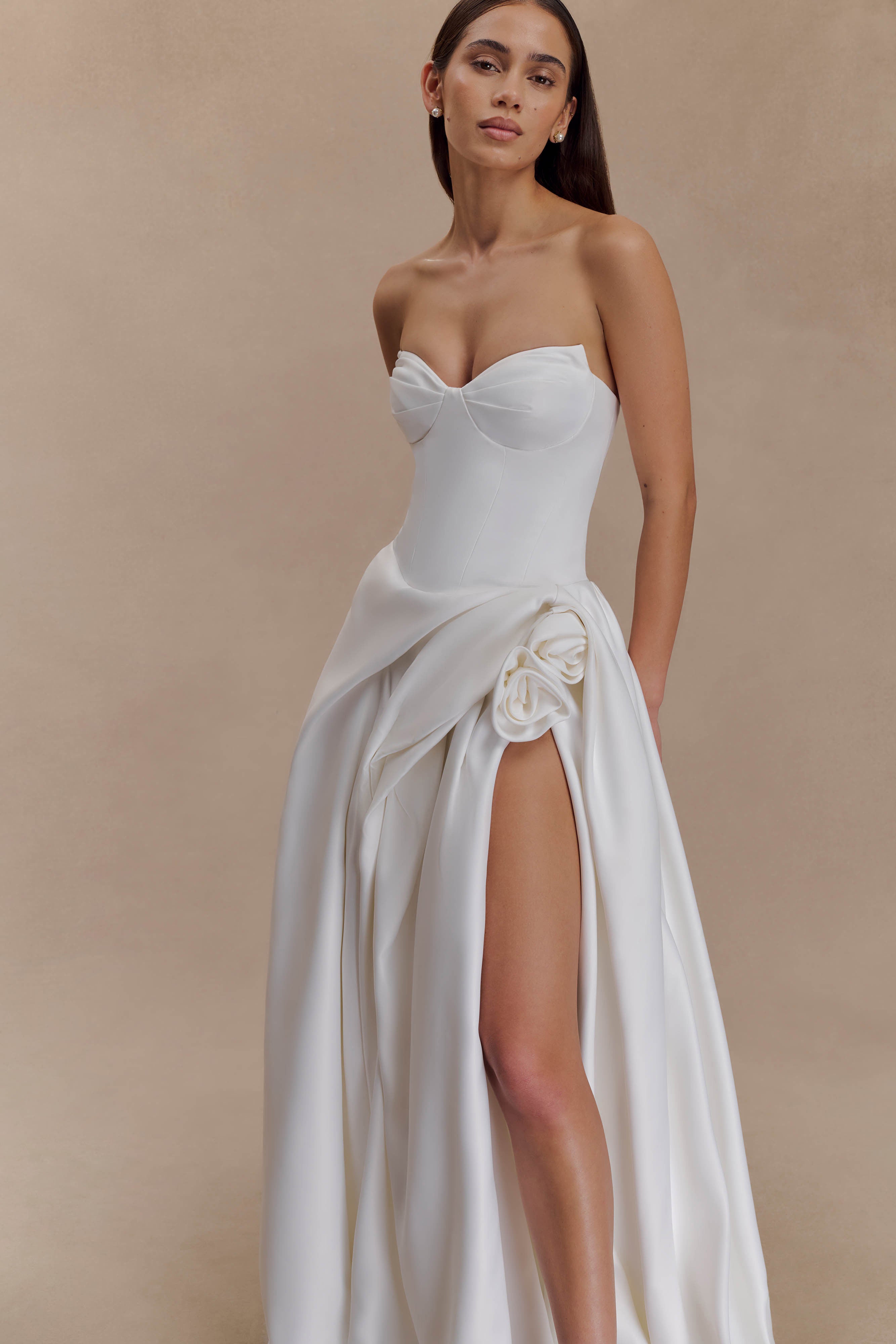 Elizabeth Strapless Corset Maxi Dress - White - Image 8