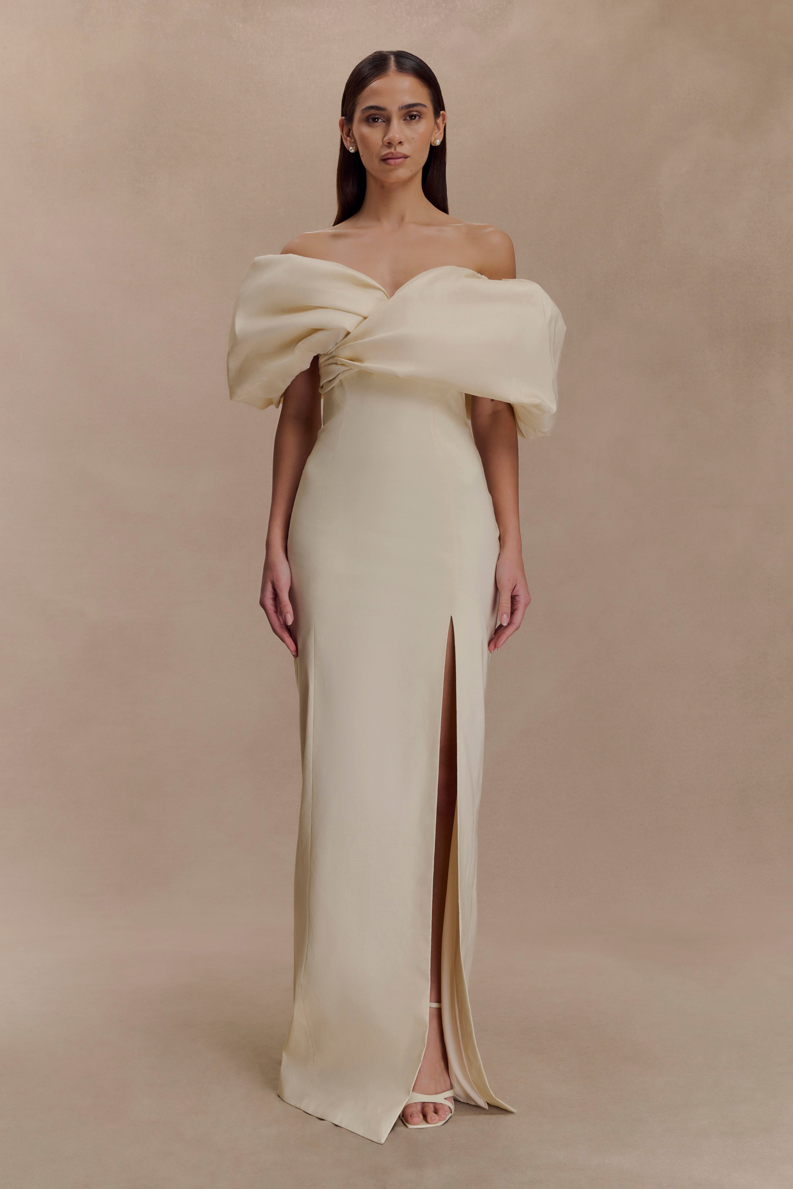 Alternative view of Angelica Taffeta Off Shoulder Bridal Gown - Soft Beige