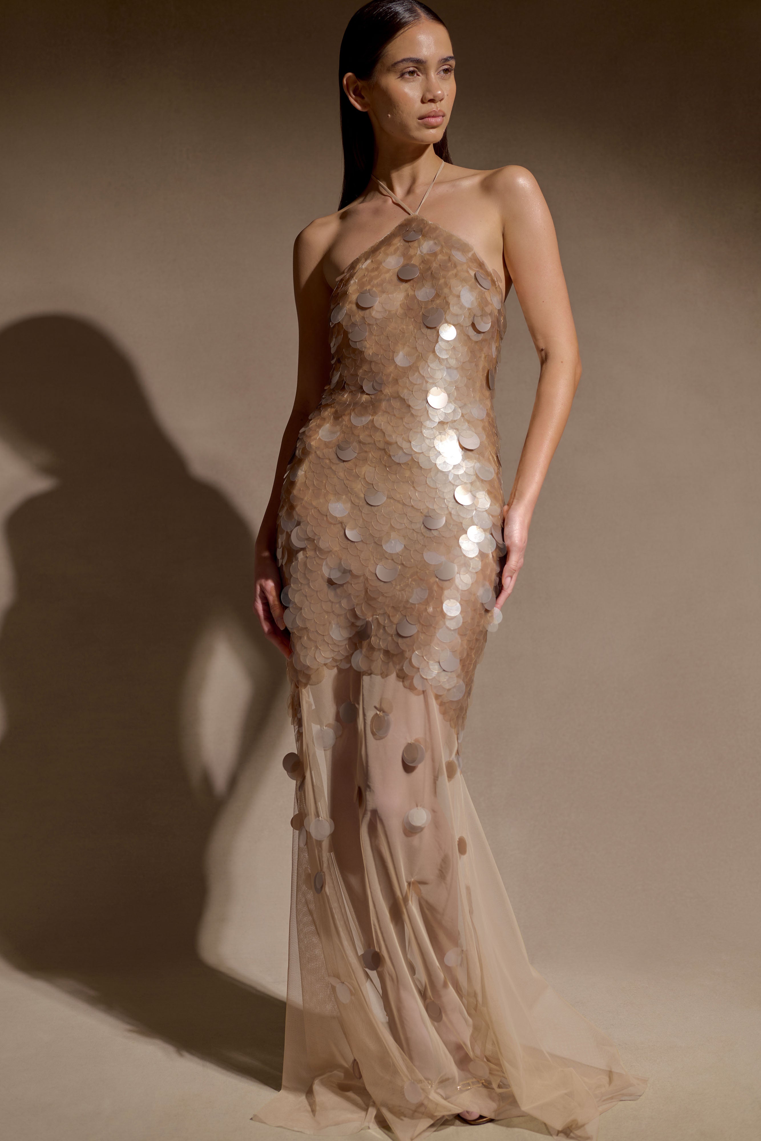 Jenny Hand Embellished Maxi Dress - Gold - Image 4