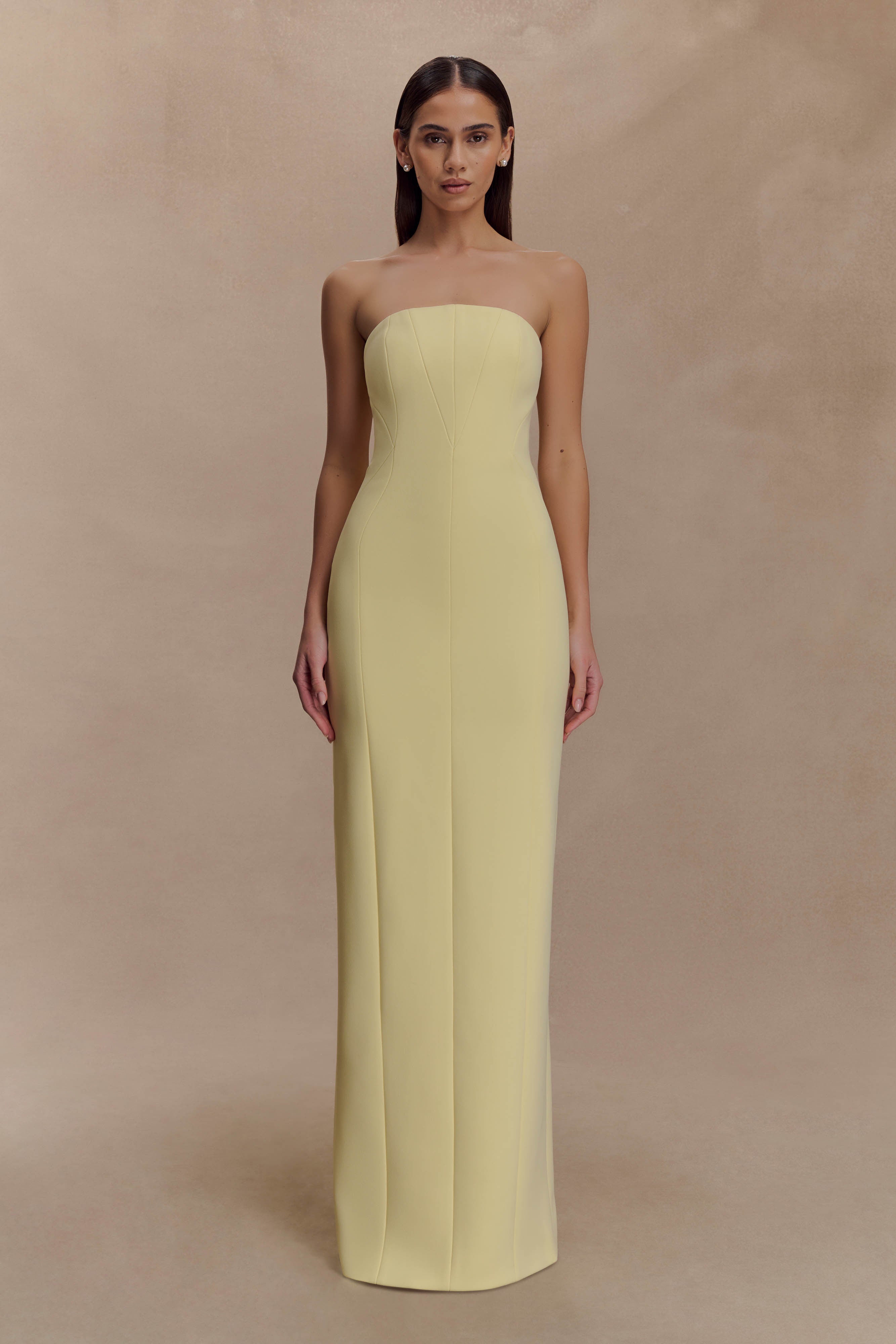 Alternative view of Kalila Strapless Crepe Maxi Dress - Lemon