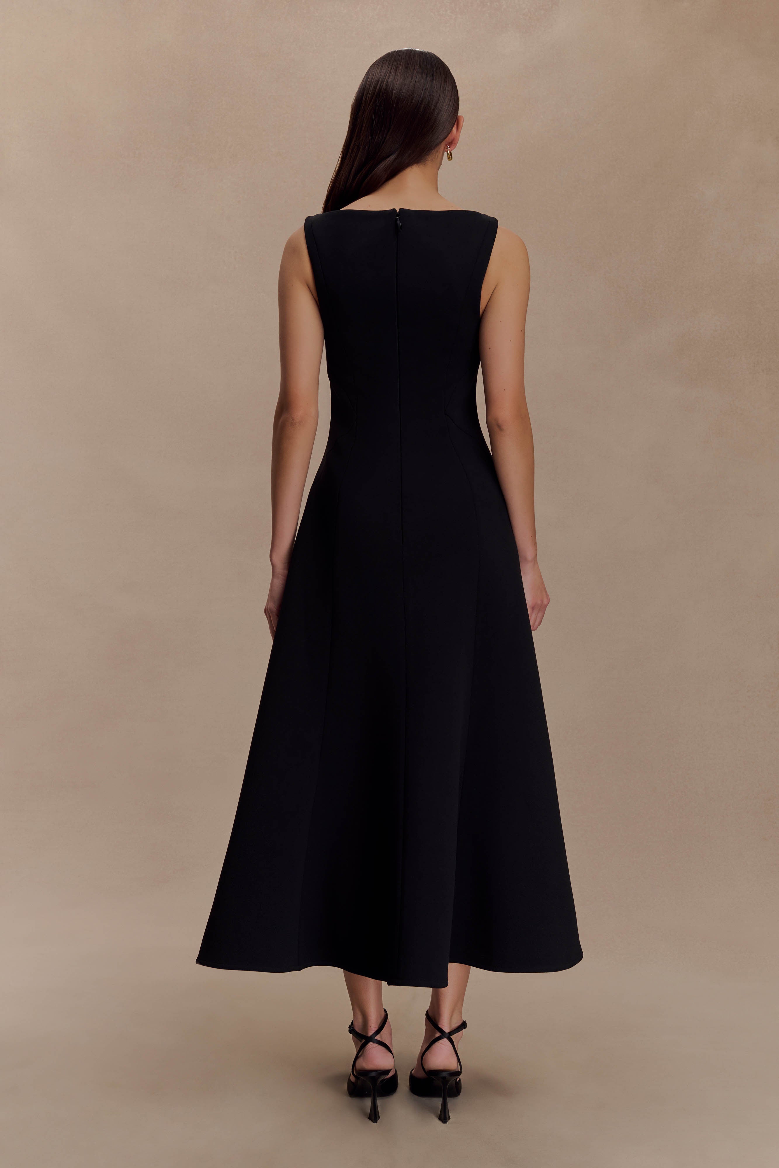 Alternative view of Callista Crepe A-Line Midi Dress - Black