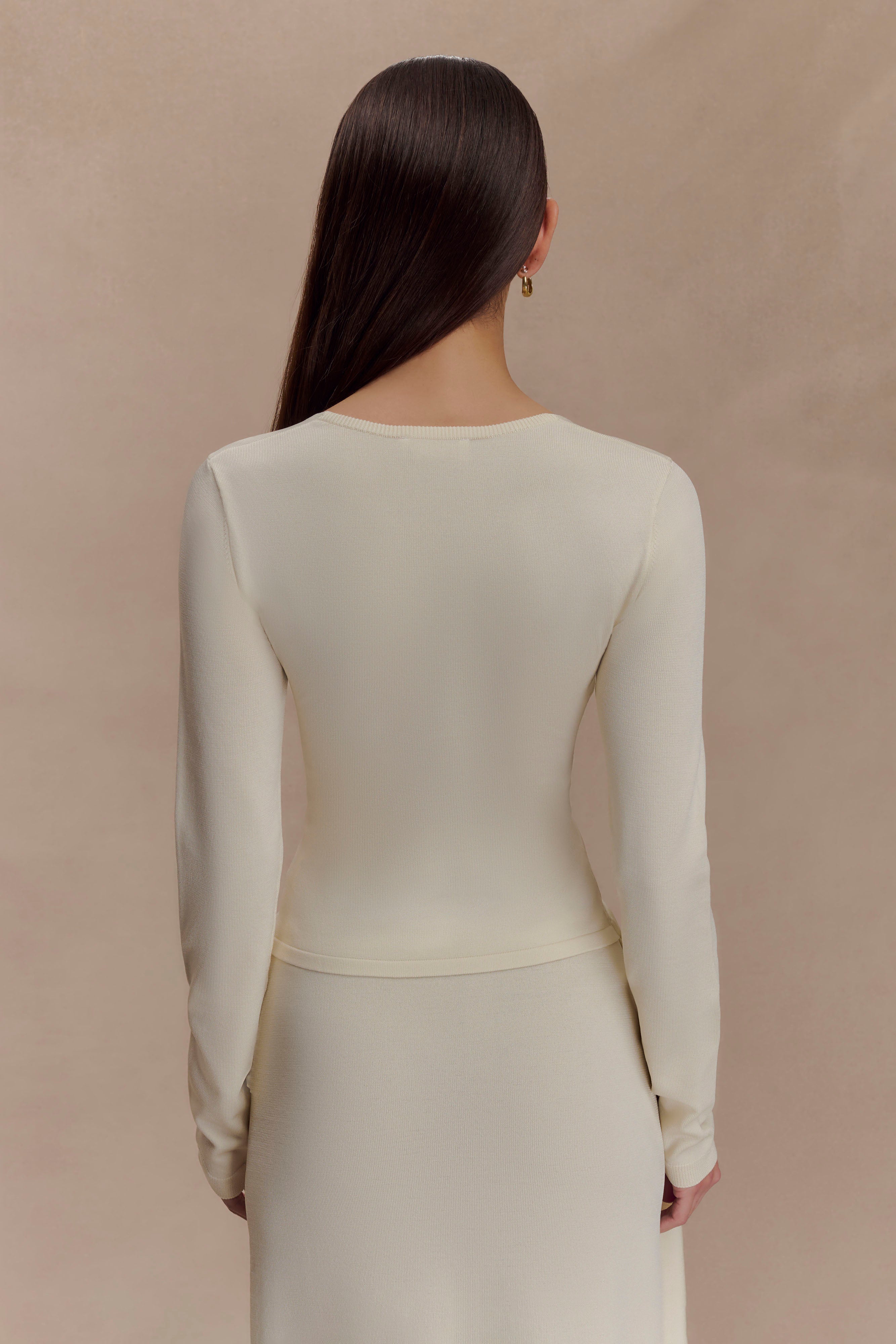 Alternative view of Miraby Front Ruched Knit Long Sleeve Top - Ivory