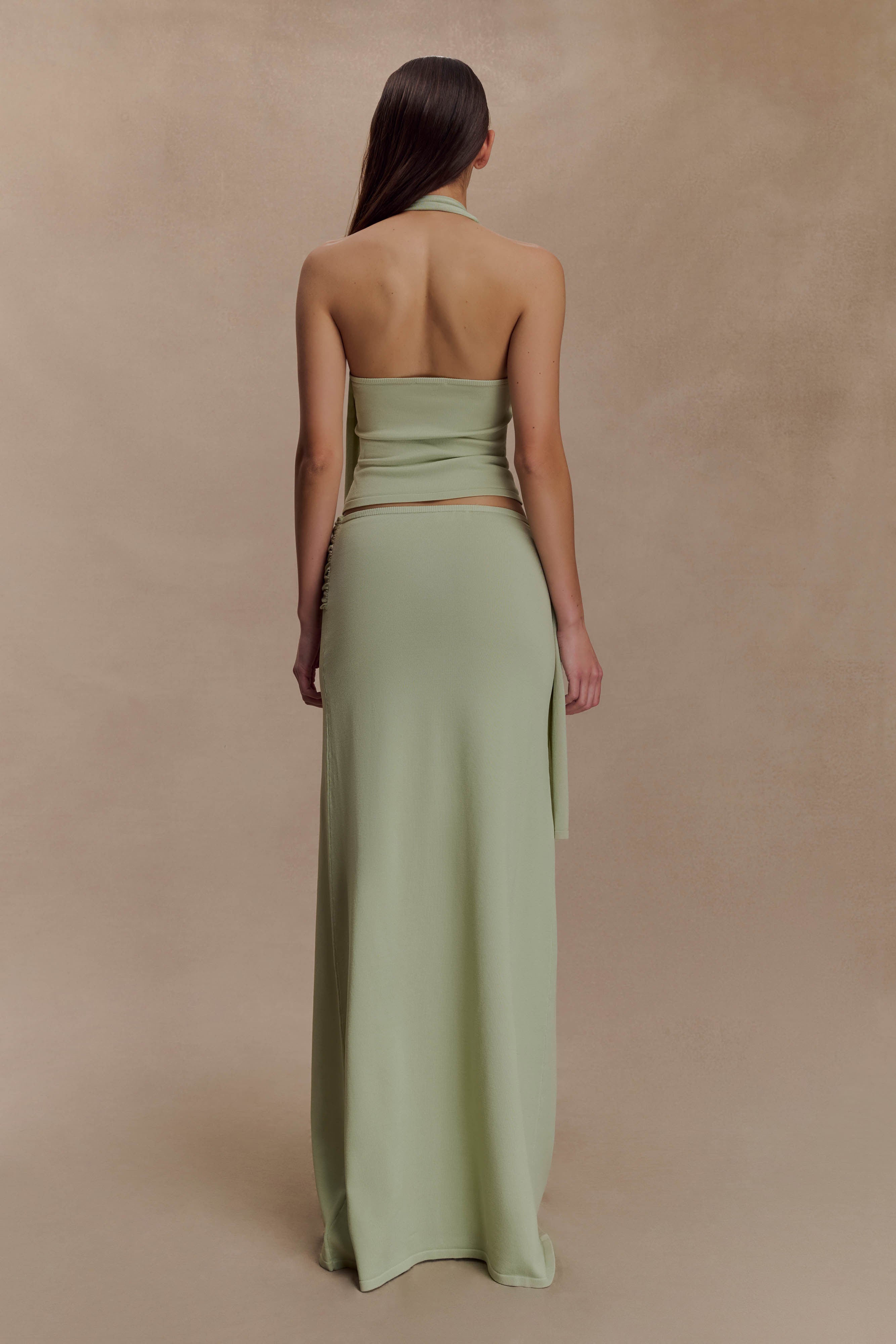 Alternative view of Bowie Low Rise Knit Maxi Skirt - Pastel Green