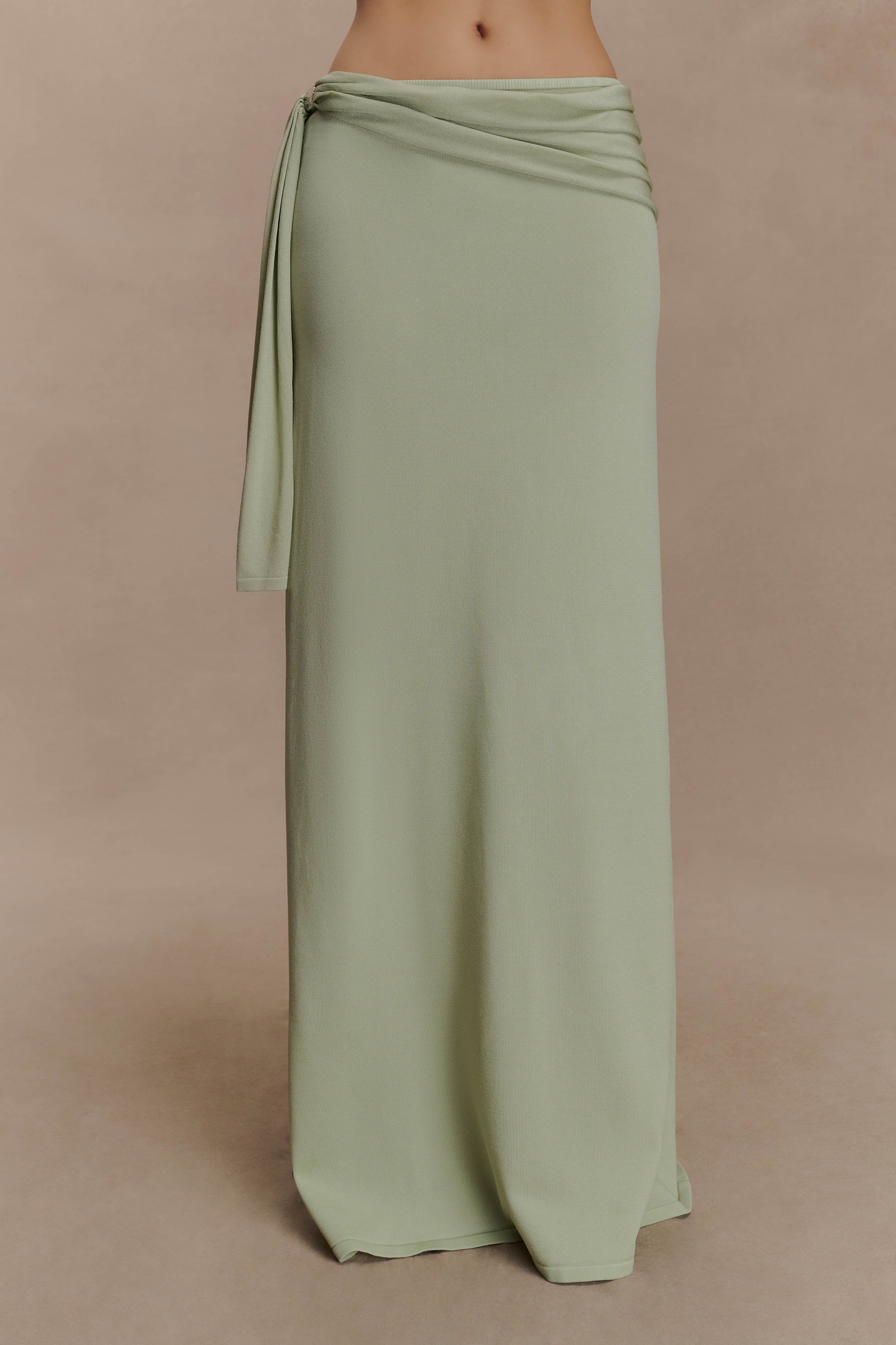Bowie Low Rise Knit Maxi Skirt - Pastel Green - Image 3