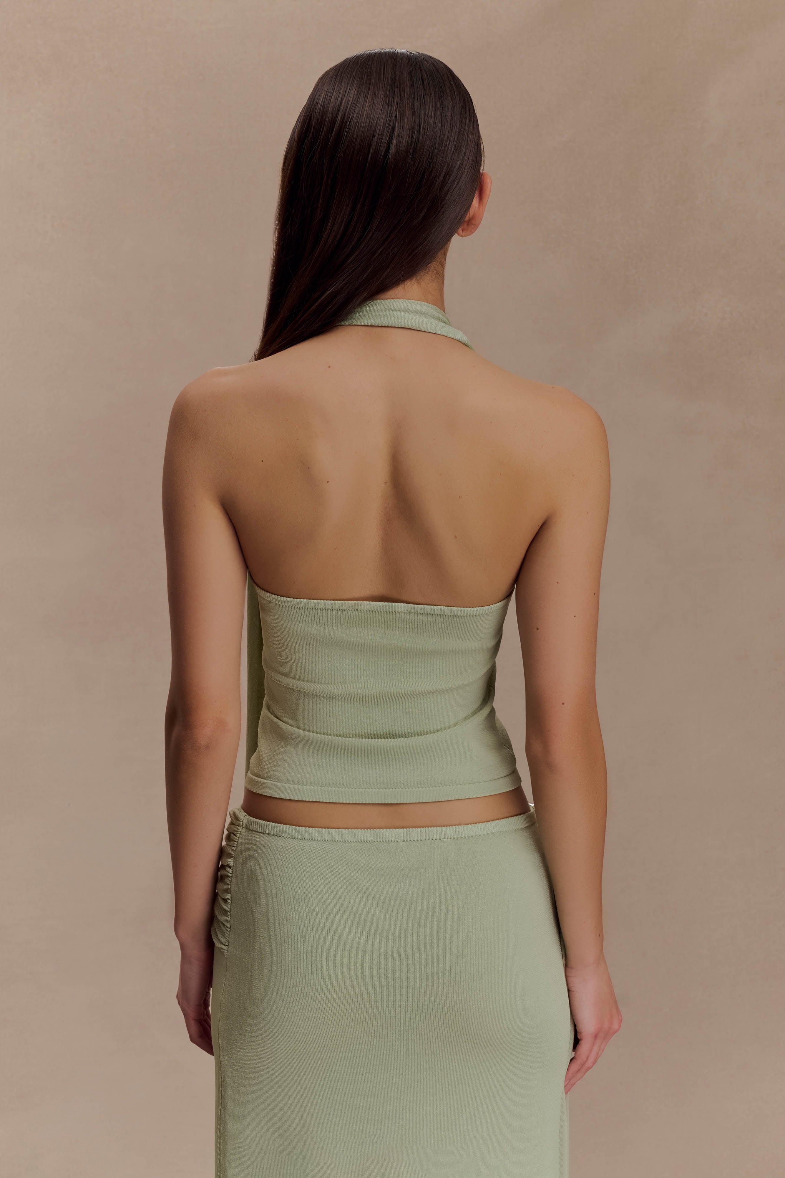 Alternative view of Xanthia Knit Halter Top - Pastel Green