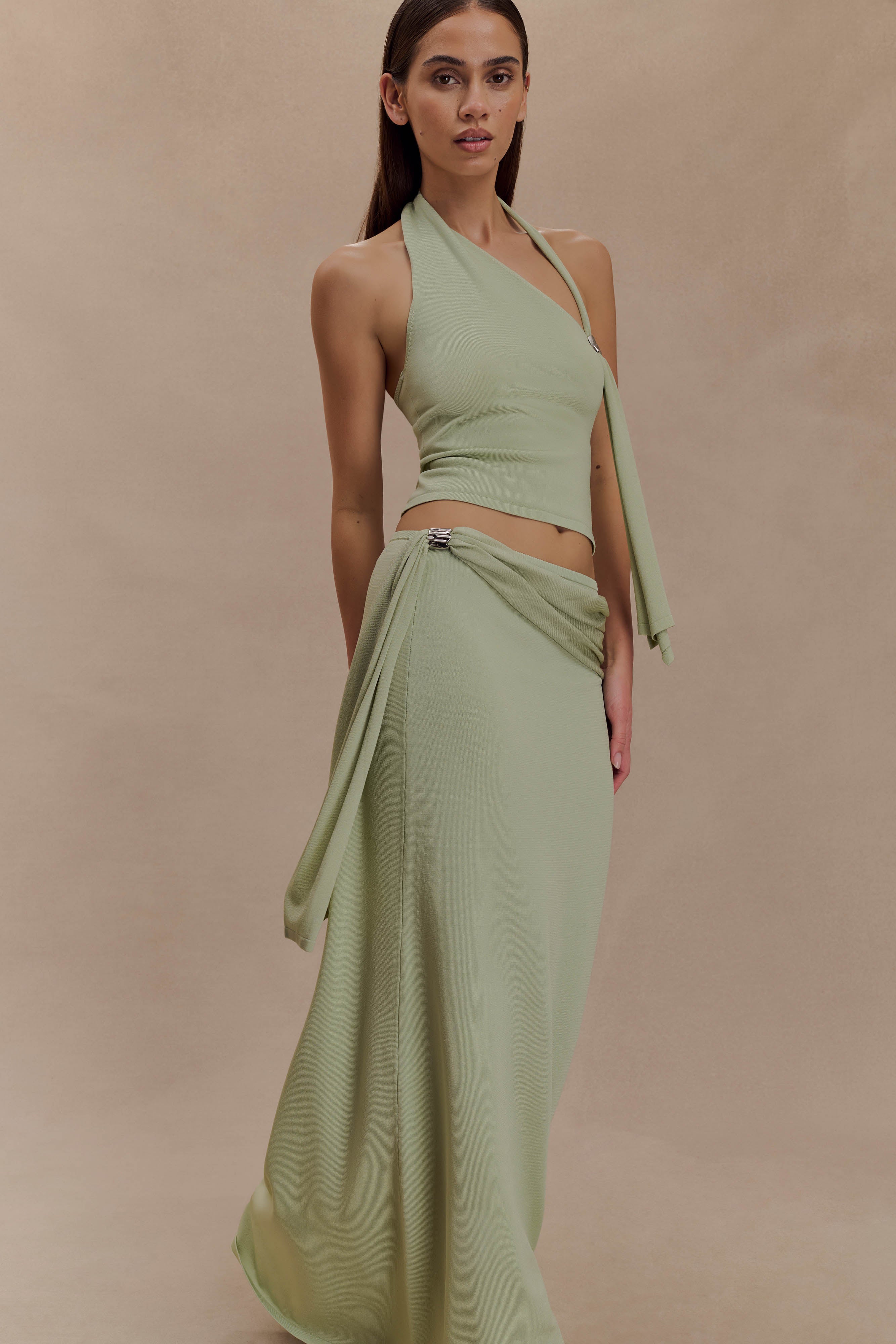 Bowie Low Rise Knit Maxi Skirt - Pastel Green - Image 6