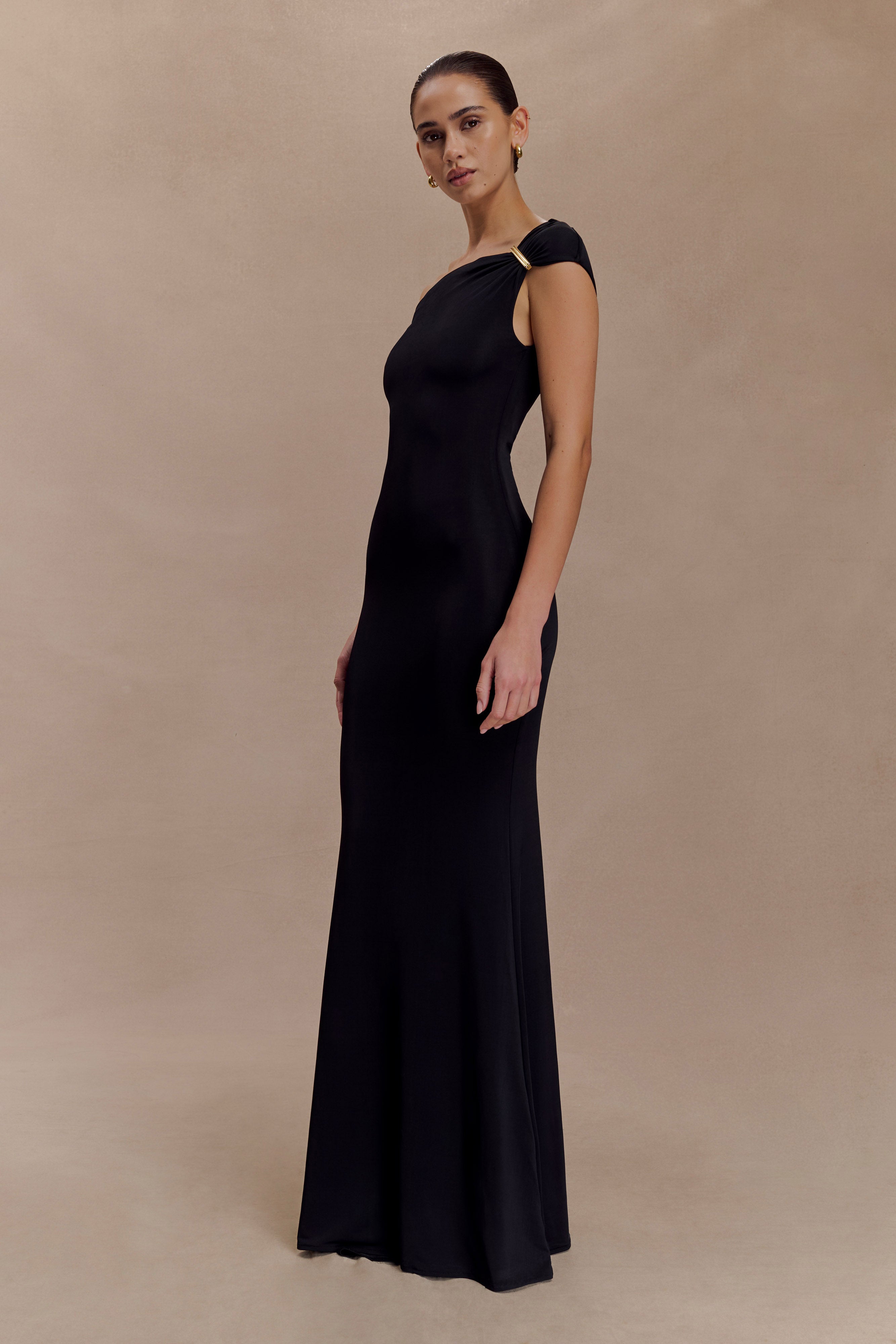 Kinsley Slinky Maxi Dress With Hardware - Black - Image 4