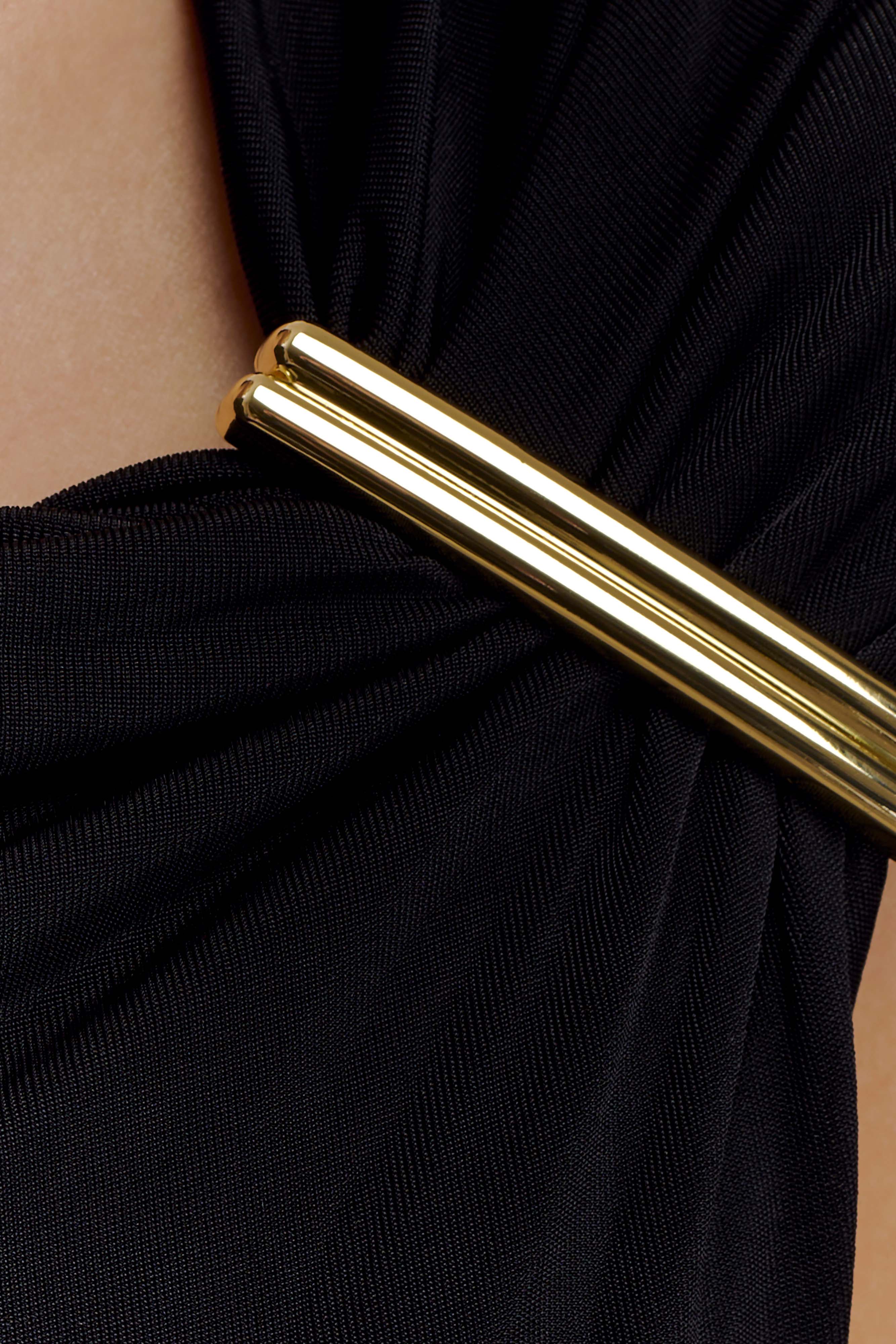 Kinsley Slinky Maxi Dress With Hardware - Black - Image 3