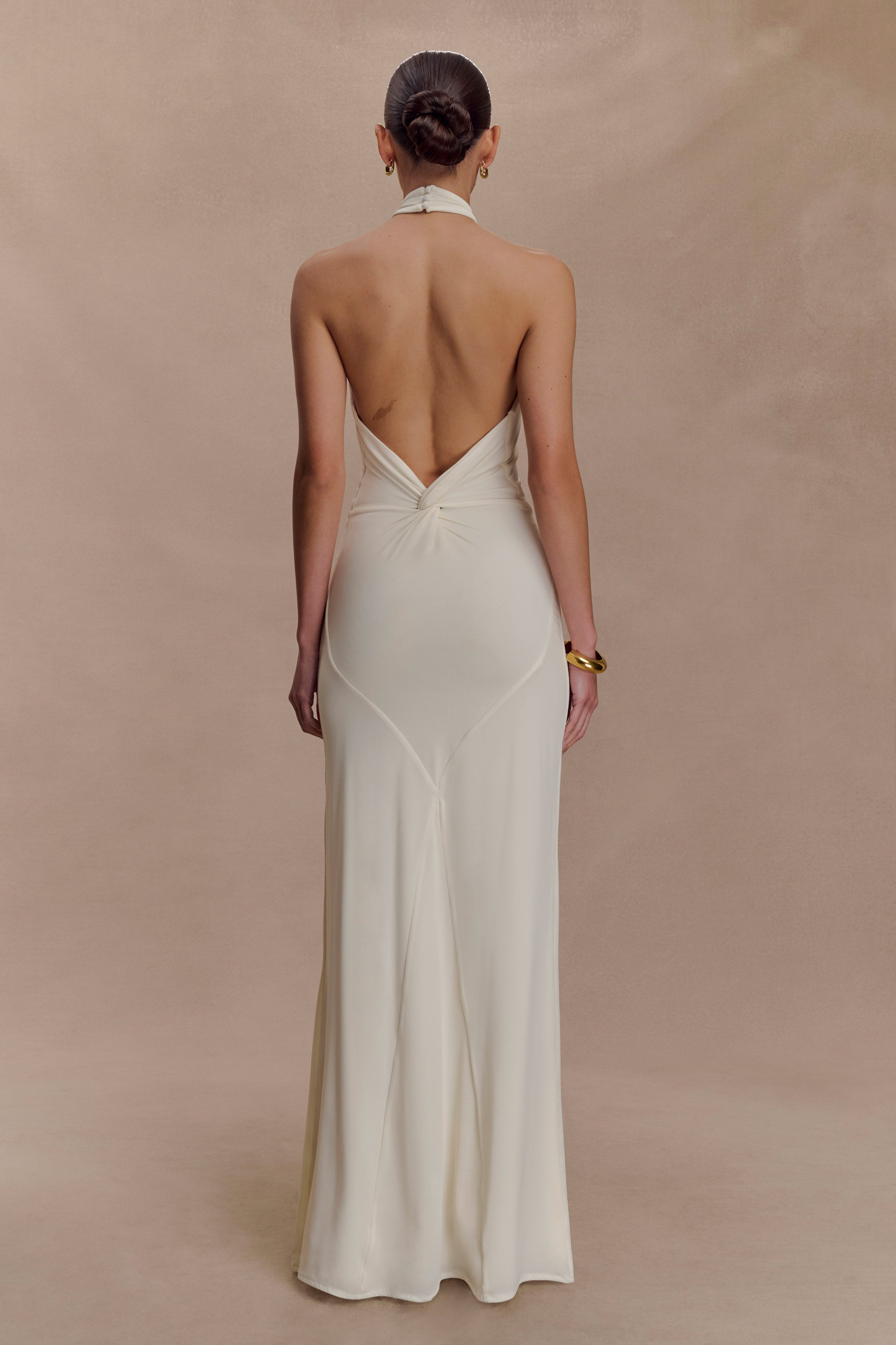Elyna Slinky Halter Maxi Dress - Ivory - Image 2