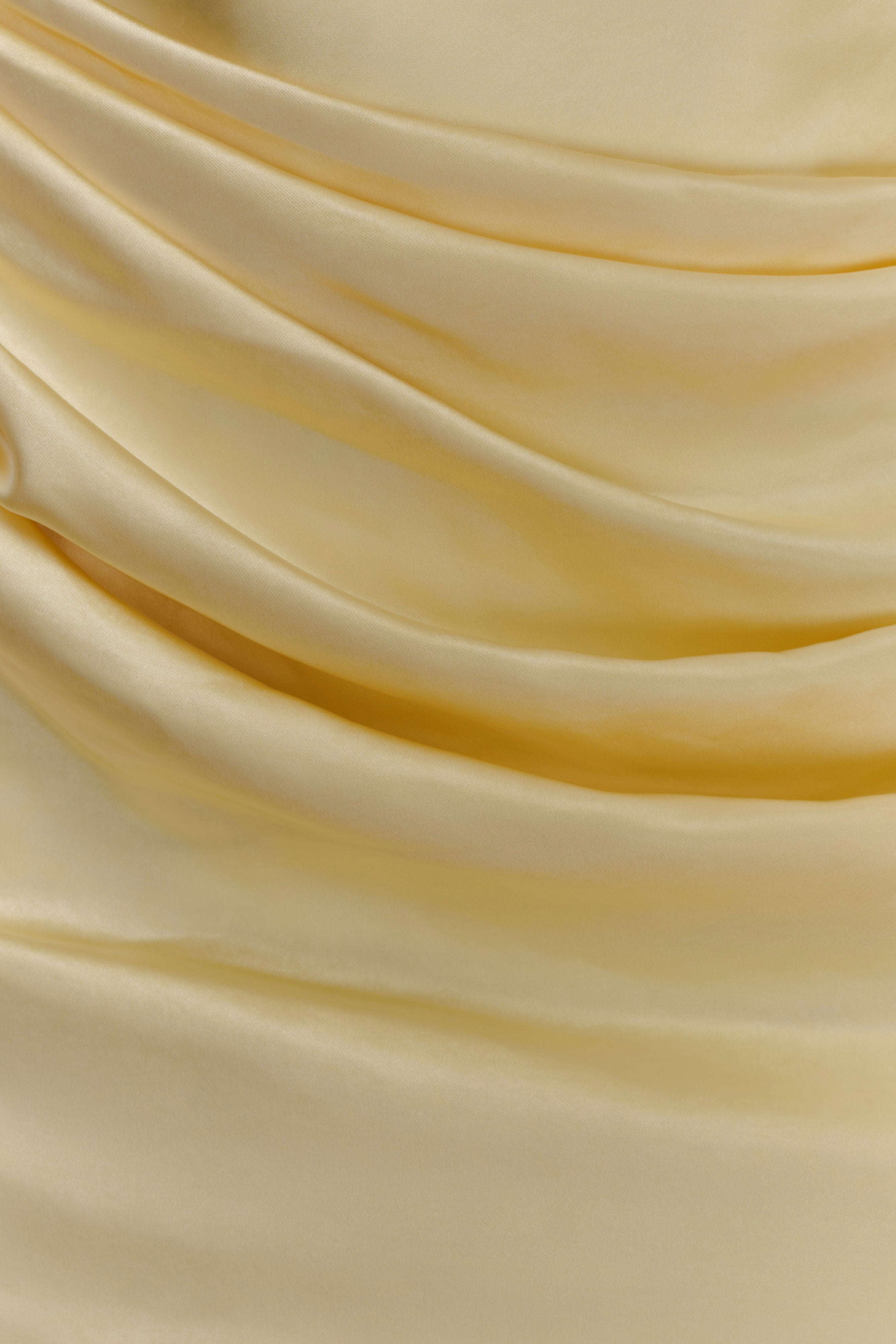 Iris Long Sleeve Satin Maxi Dress - Lemon - Image 4