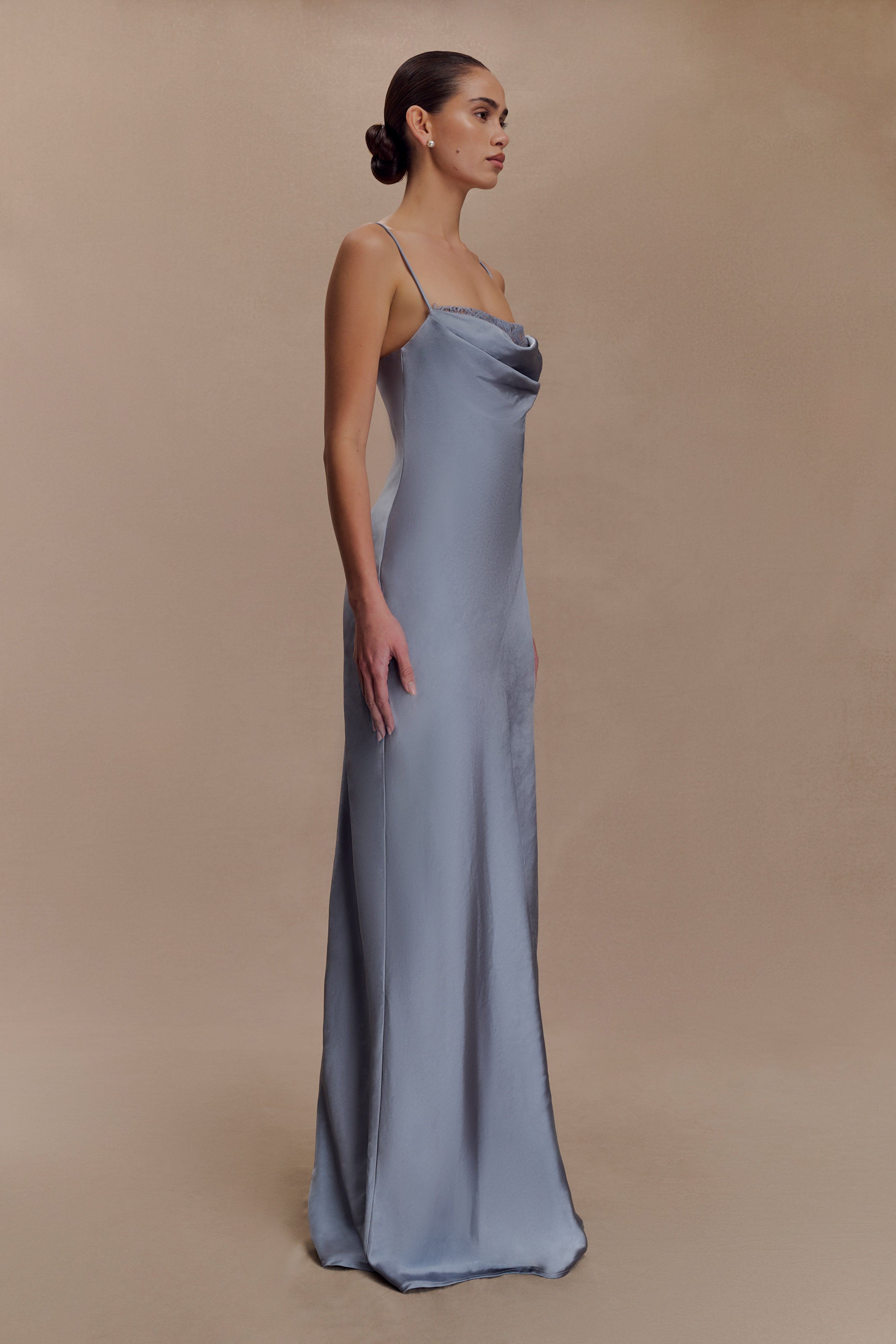 Isadora Lace & Satin Maxi Dress - Frosted Blue - Image 3
