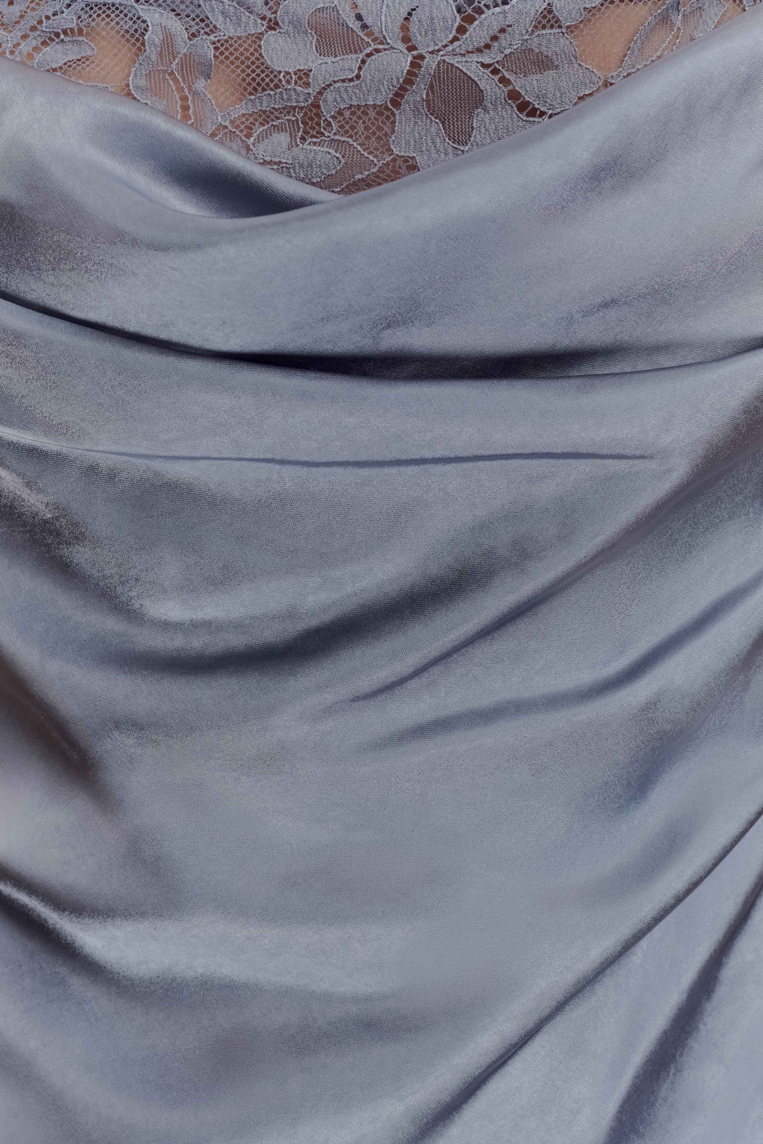 Isadora Lace & Satin Maxi Dress - Frosted Blue - Image 4