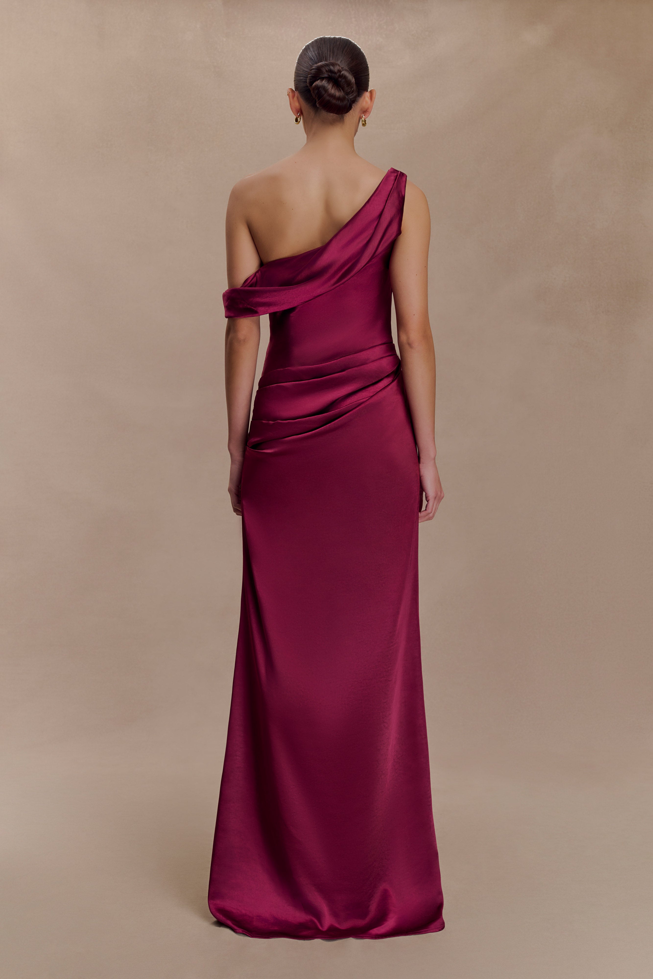 Dalia Off Shoulder Satin Maxi Dress - Mahogany - Image 4