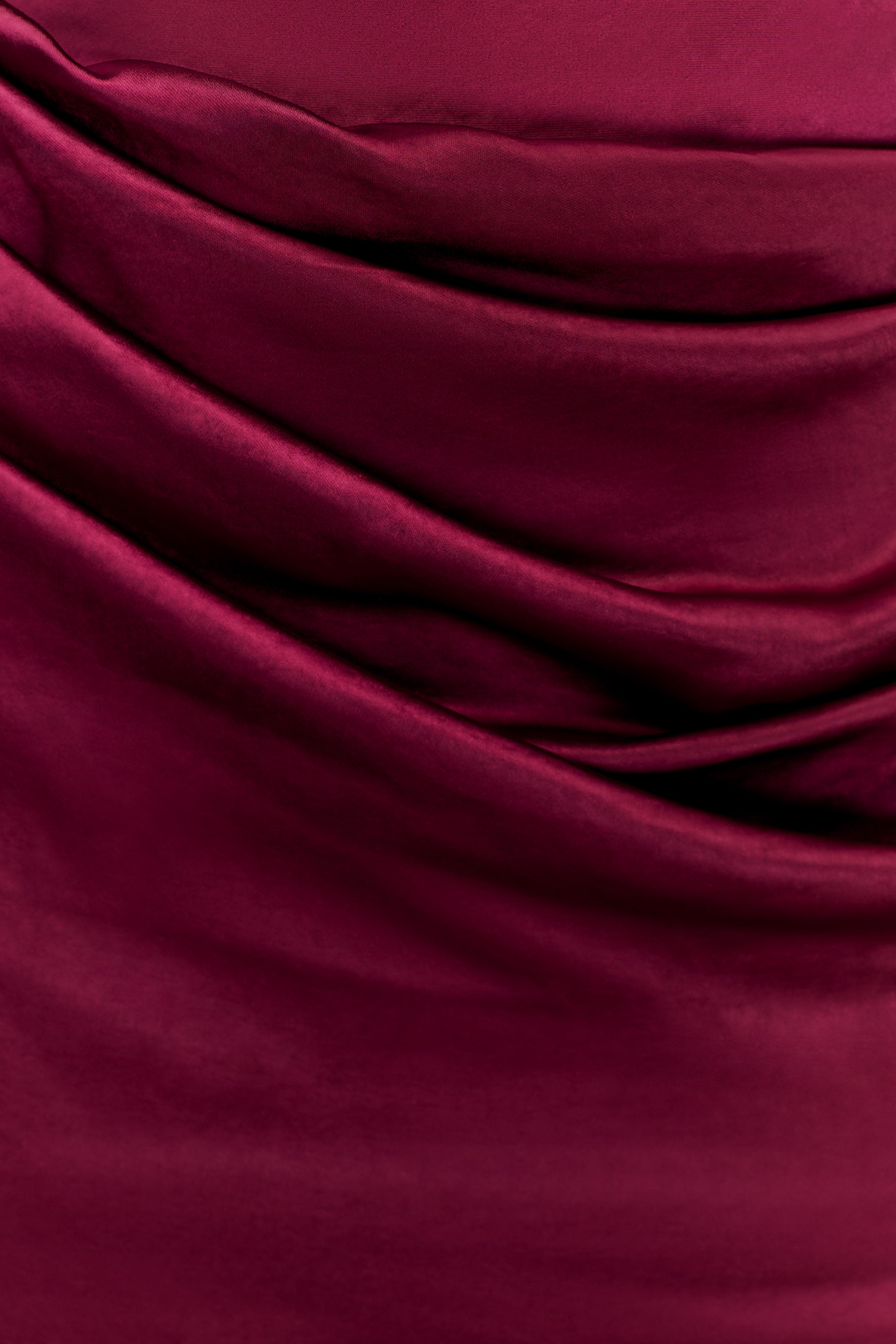 Dalia Off Shoulder Satin Maxi Dress - Mahogany - Image 11