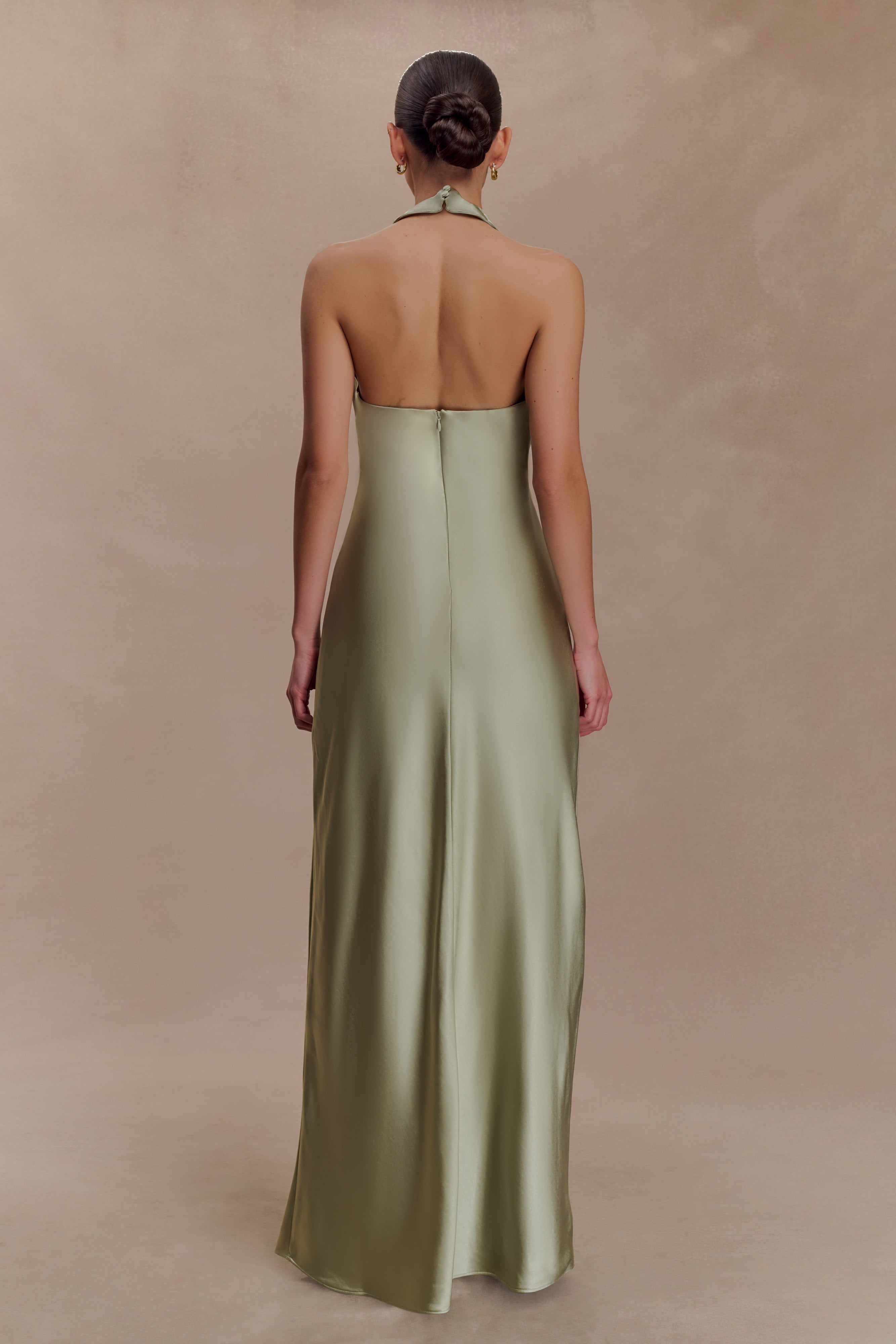Alice Satin Halter Maxi Dress - Sage - Image 4