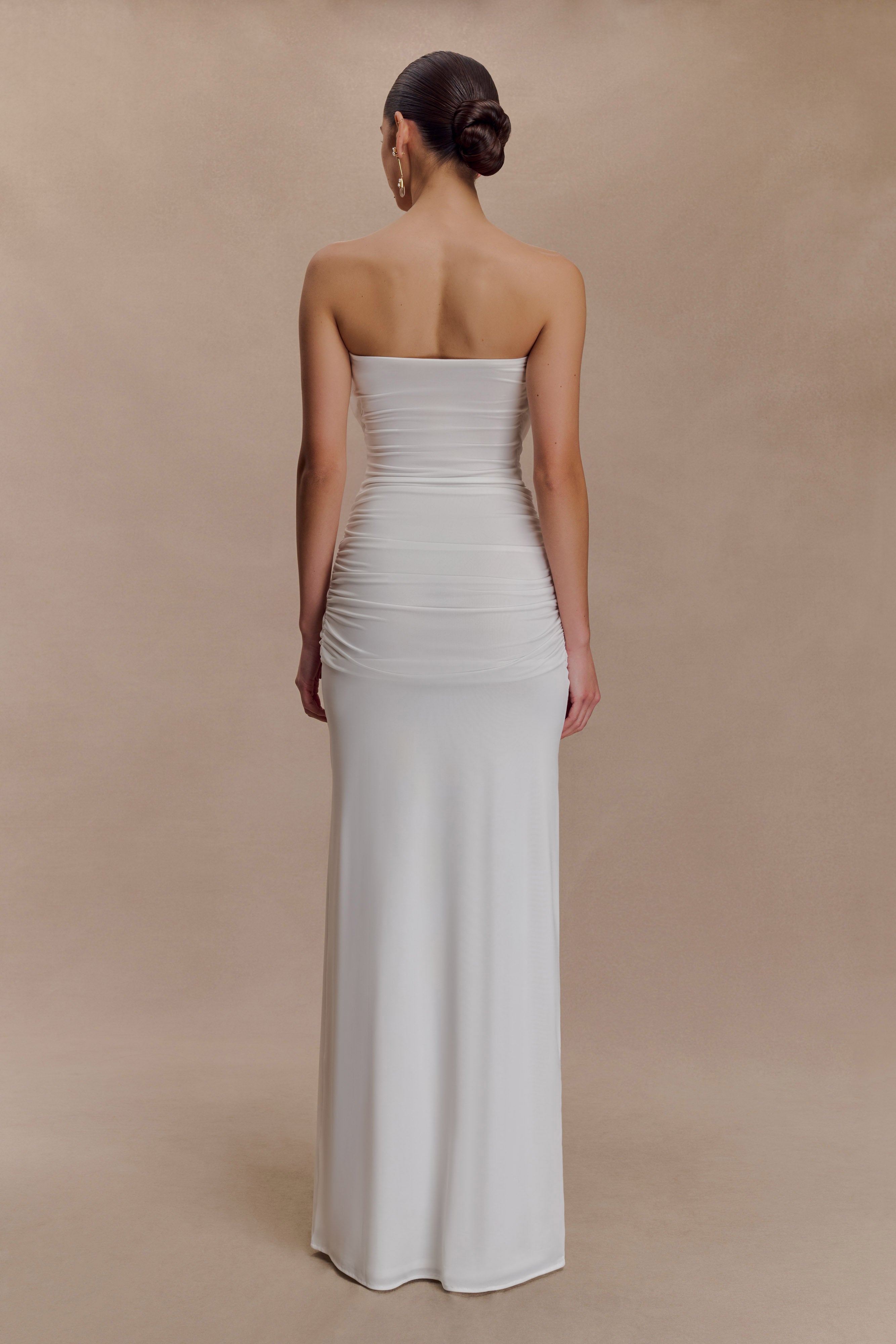 Mirren Strapless Slinky Maxi Dress - White - Image 2
