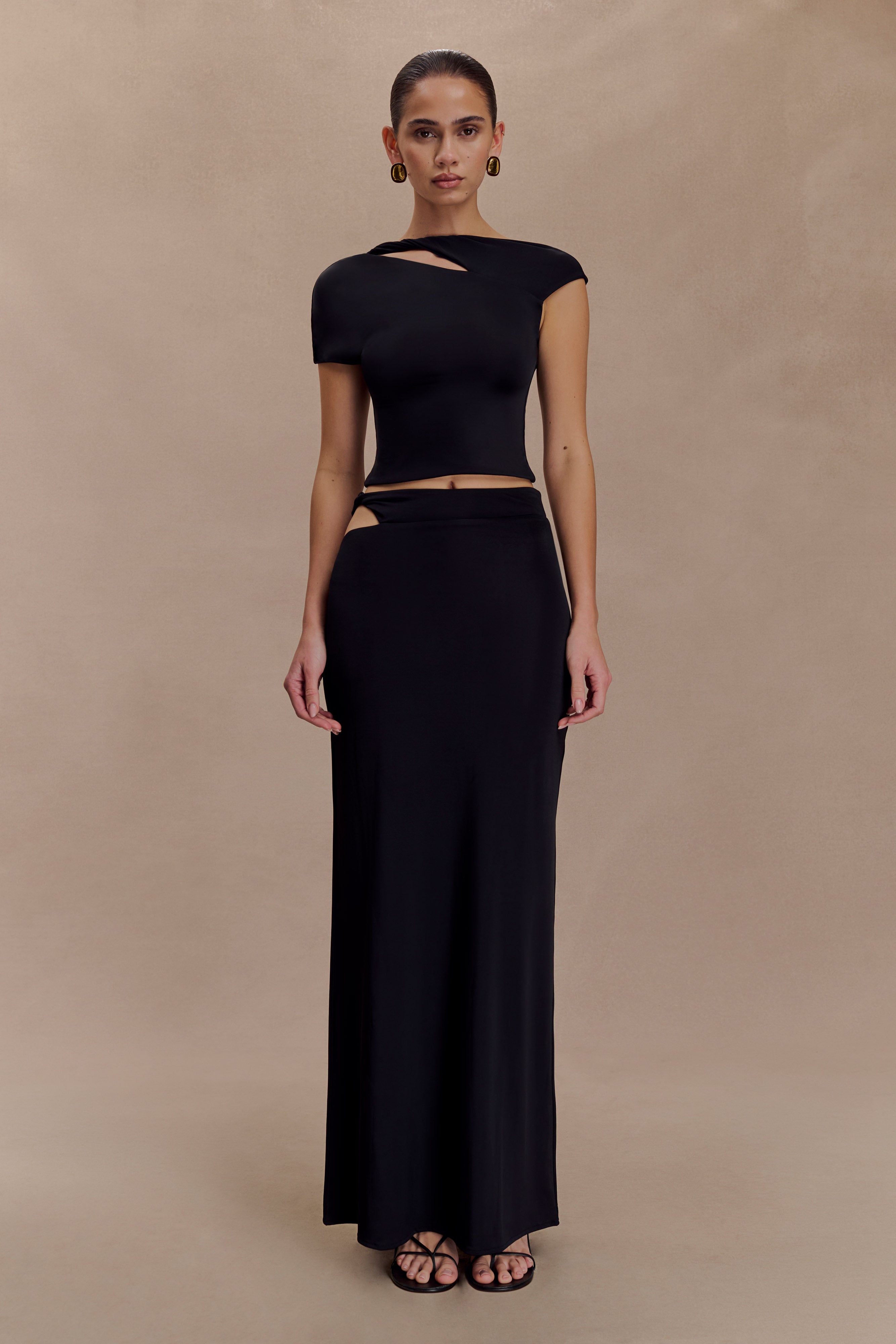 Haven Slinky Twist Midi Skirt - Black - Image 2