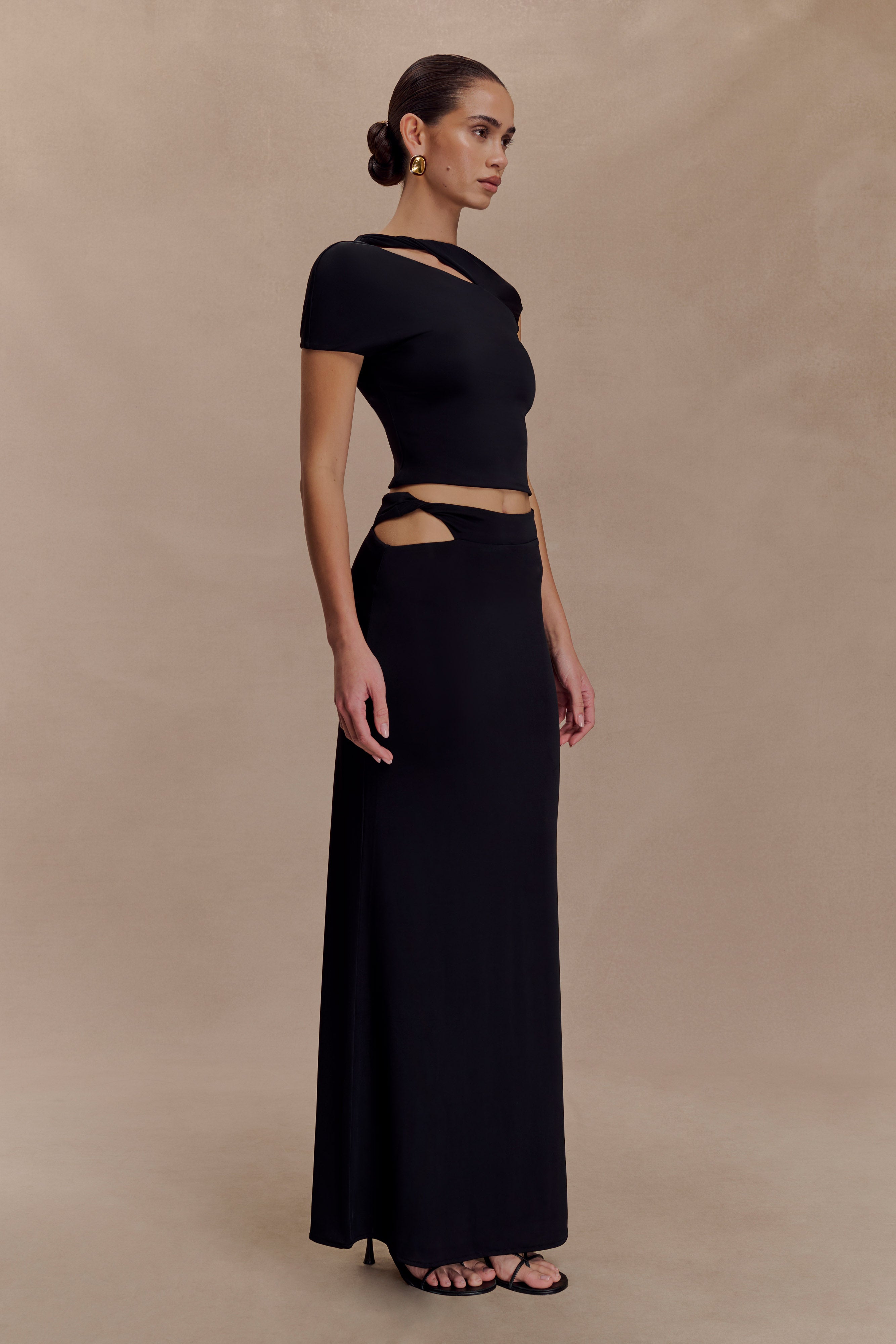 Haven Slinky Twist Midi Skirt - Black - Image 4