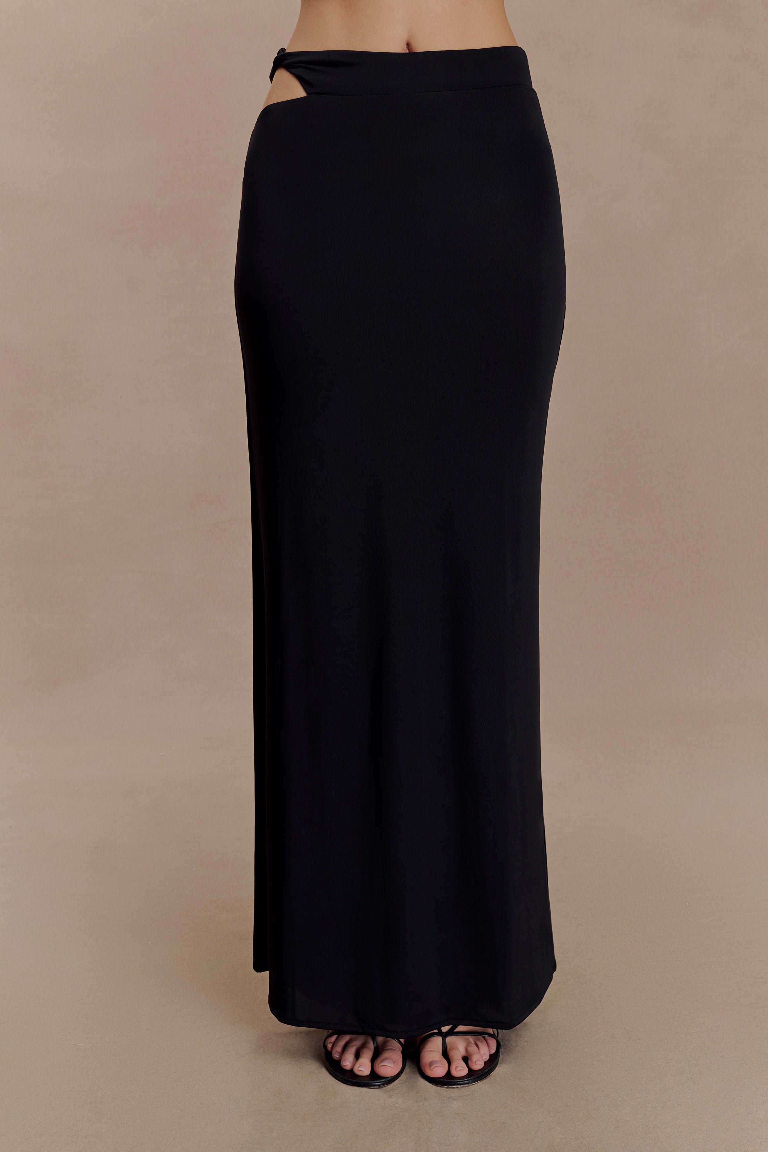 Haven Slinky Twist Midi Skirt - Black - Image 8