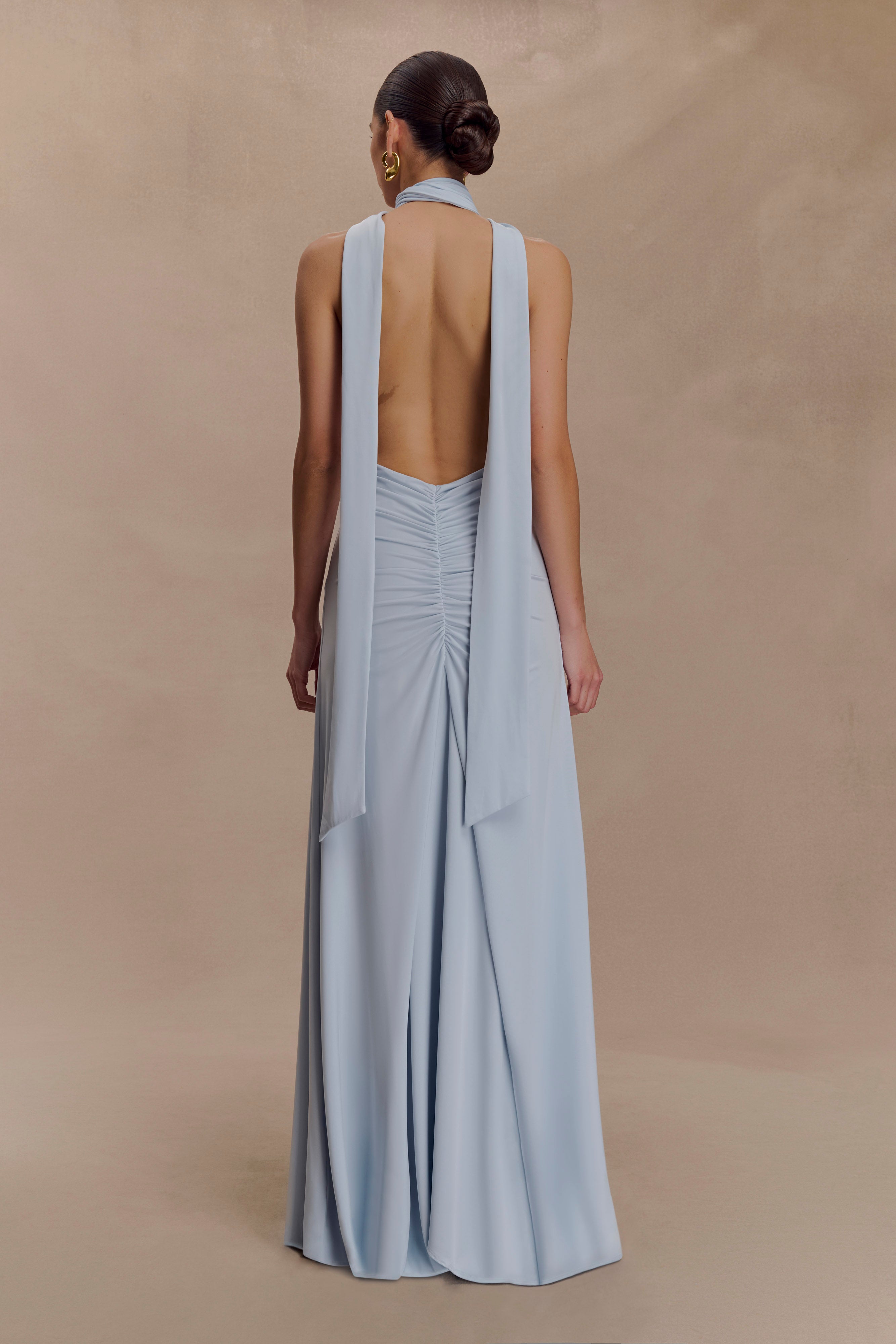 Alternative view of Juliet Slinky Maxi Dress With Scarf - Pale Blue