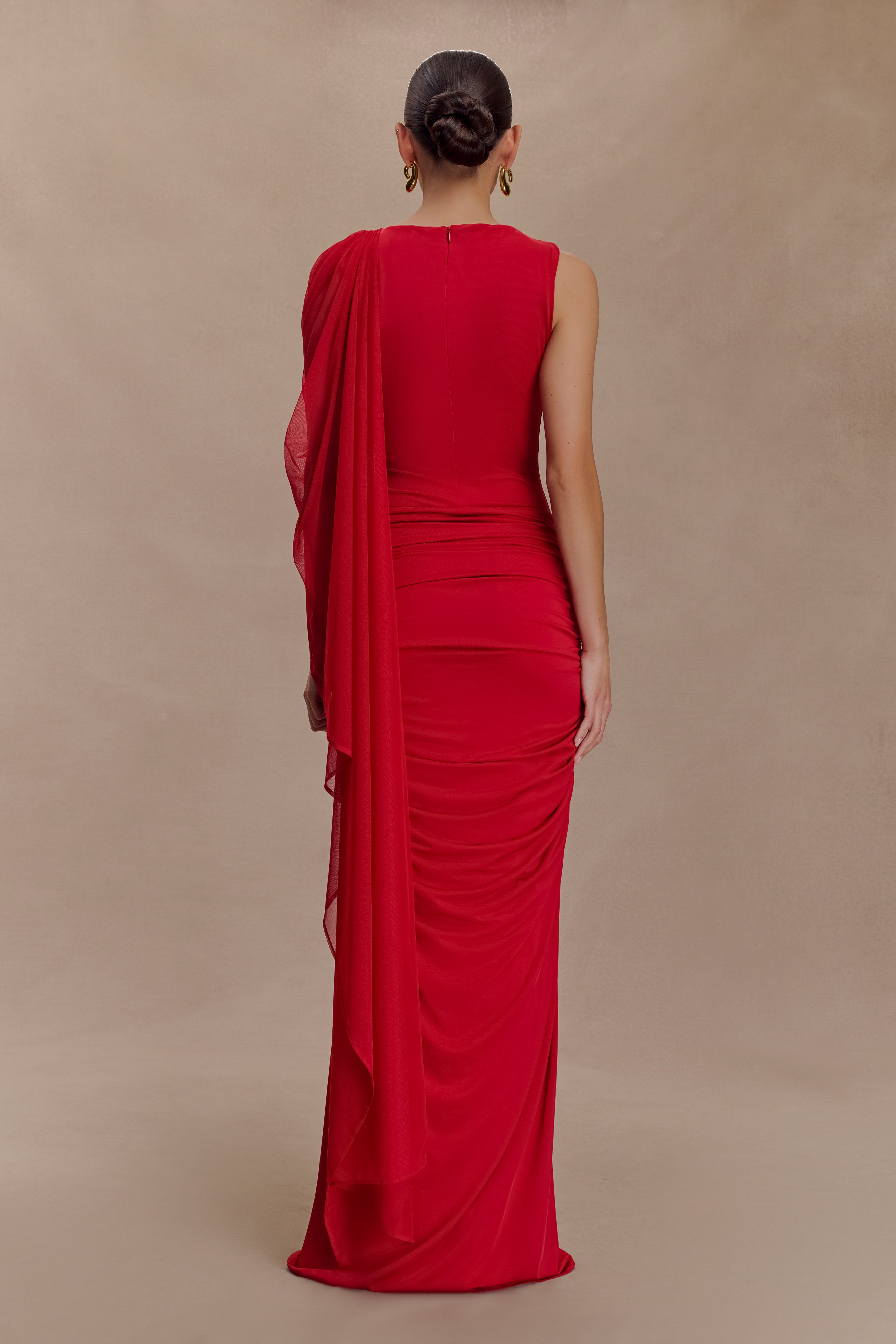 Alternative view of Amandine Ruched Slinky Maxi Dress - Ruby