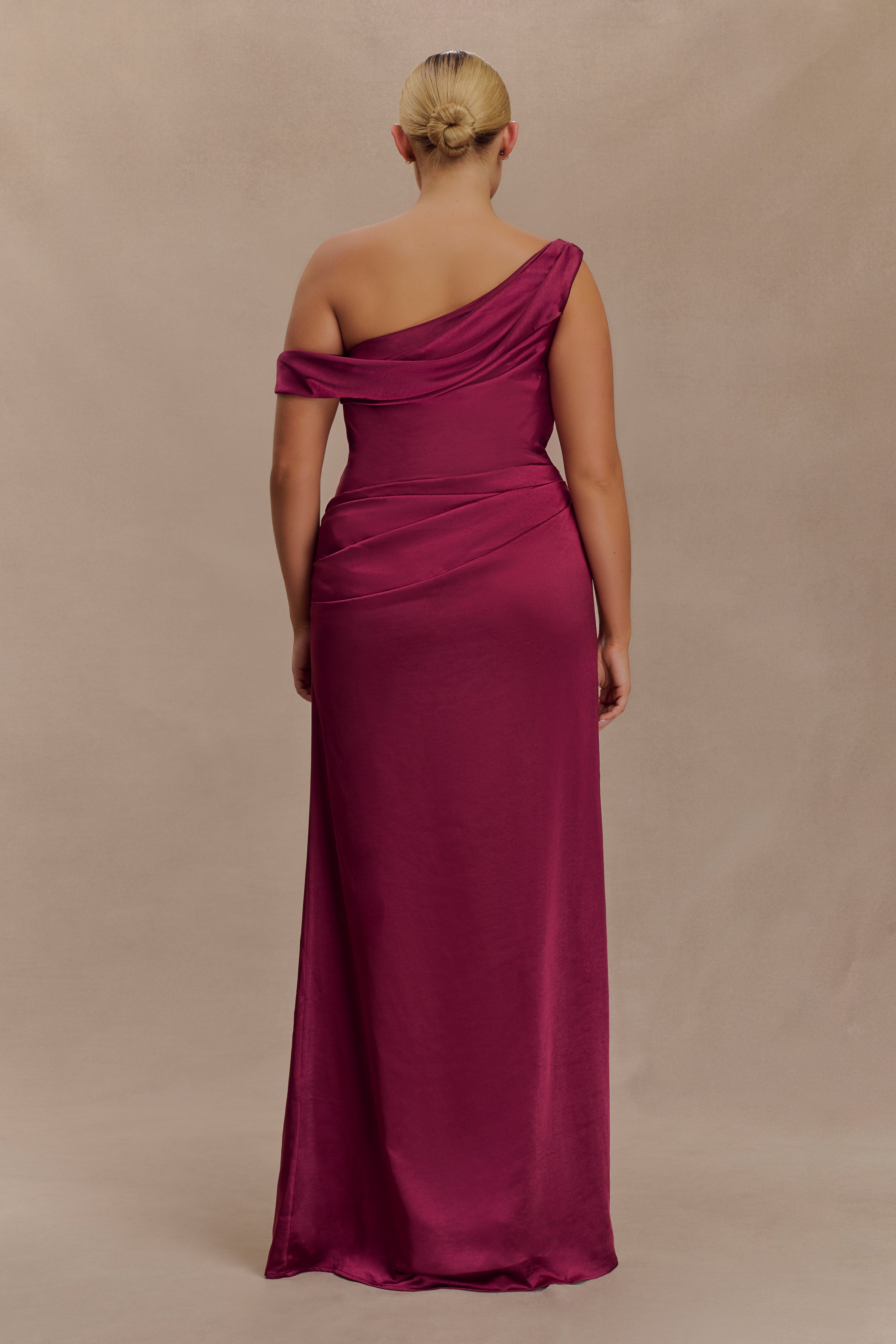 Dalia Off Shoulder Satin Maxi Dress - Mahogany - Image 5