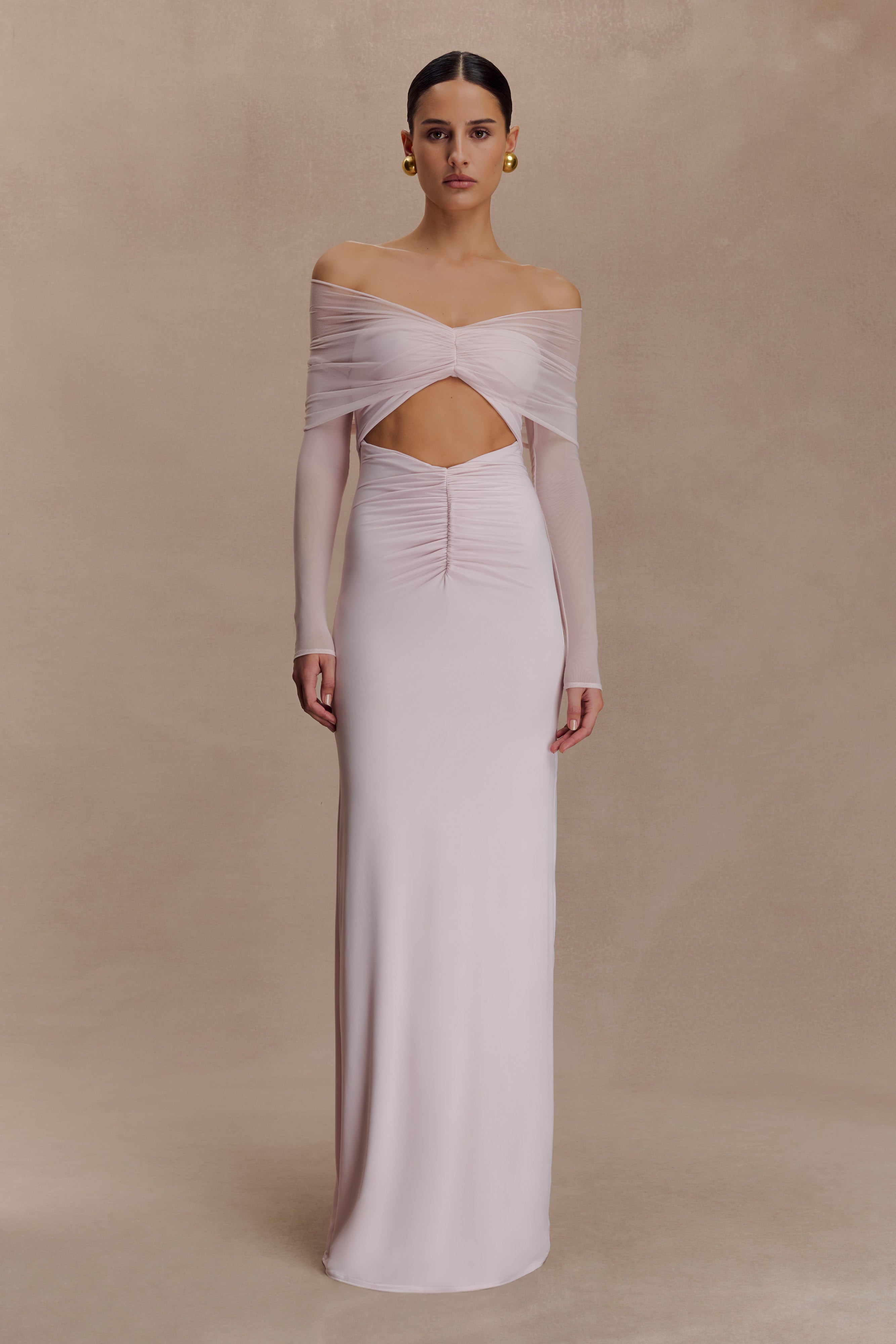 Rafaella Slinky And Mesh Maxi Dress - Pale Pink - Image 5