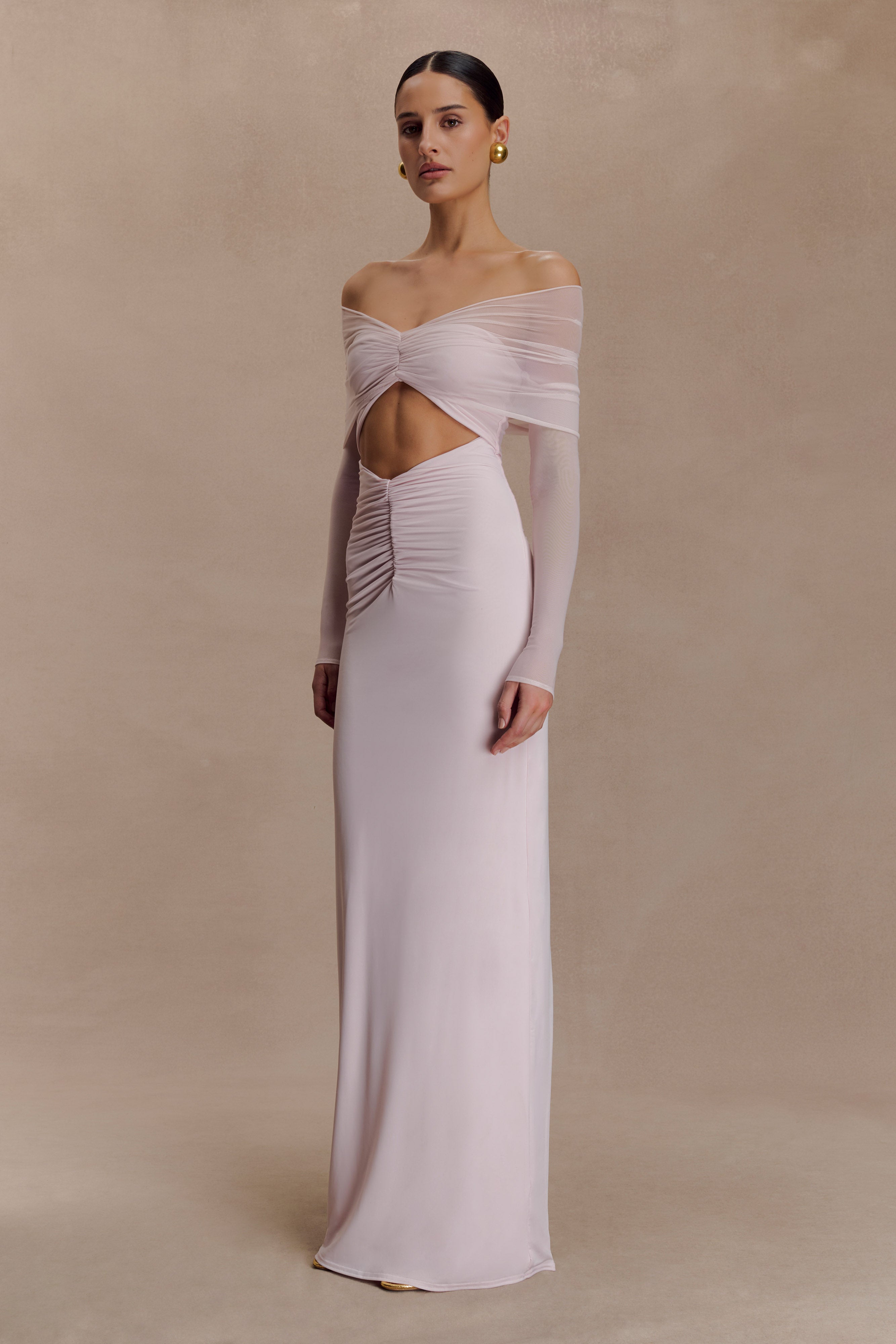 Rafaella Slinky And Mesh Maxi Dress - Pale Pink - Image 3