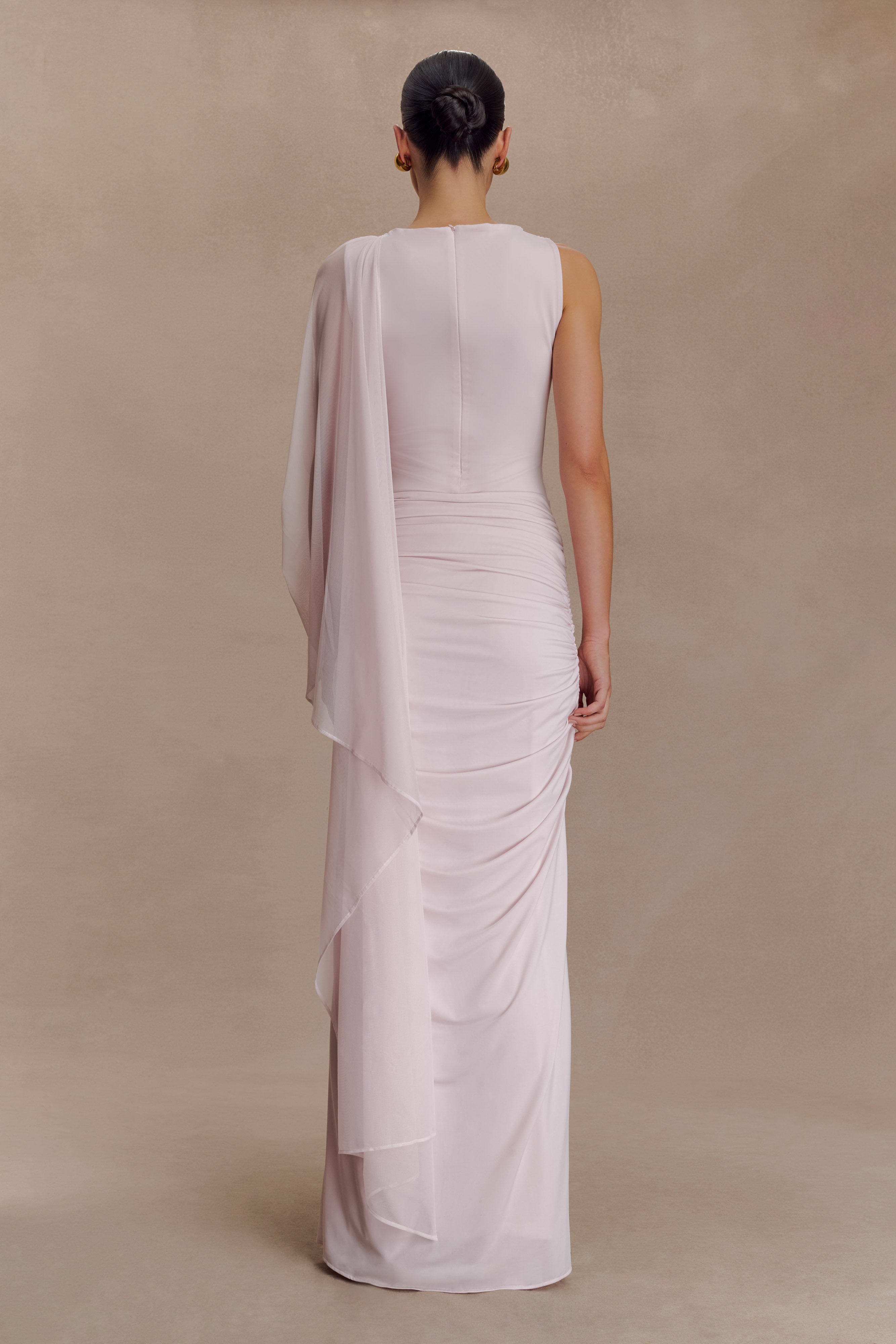 Alternative view of Amandine Ruched Slinky Maxi Dress - Pale Pink