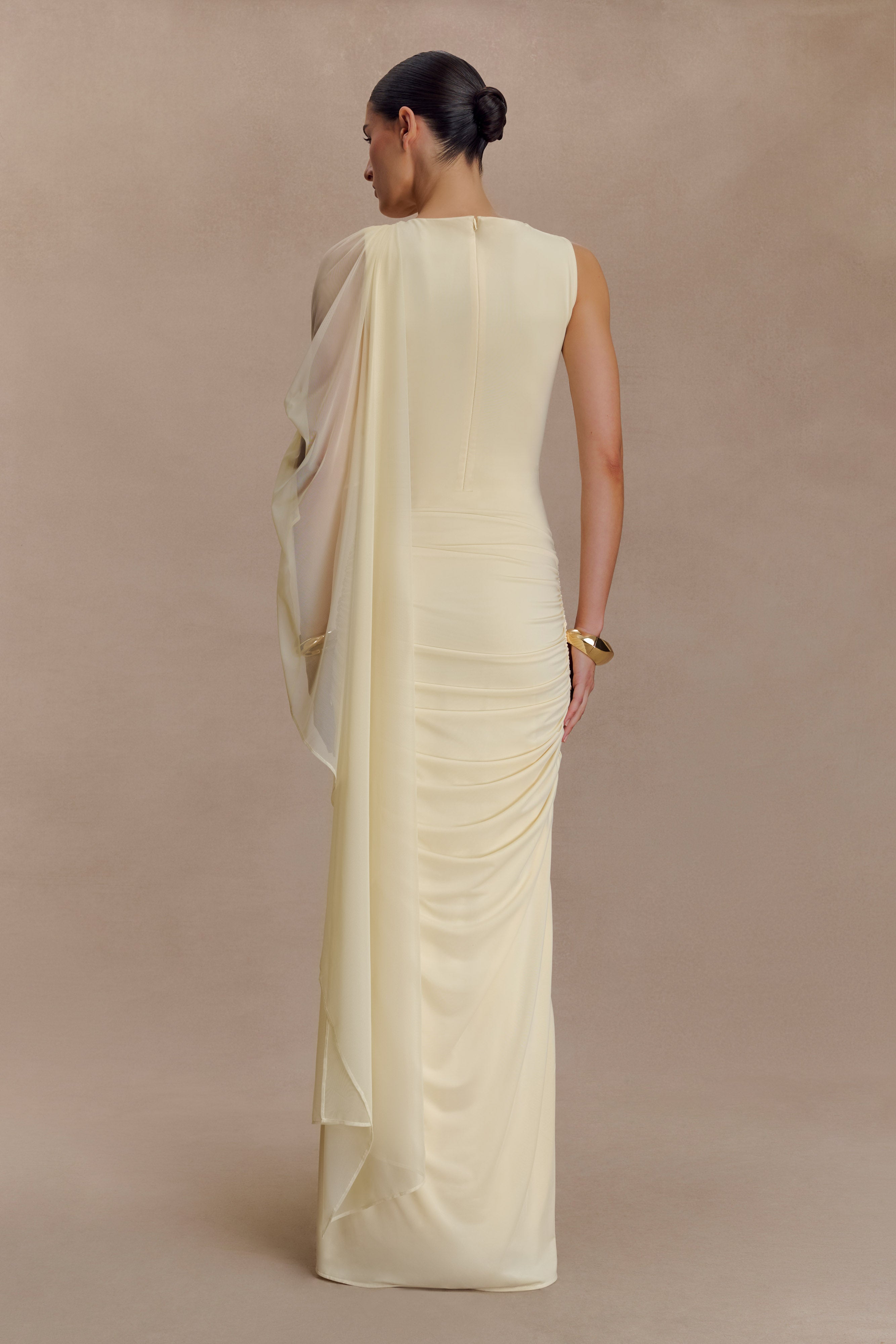 Alternative view of Amandine Ruched Slinky Maxi Dress - Lemon