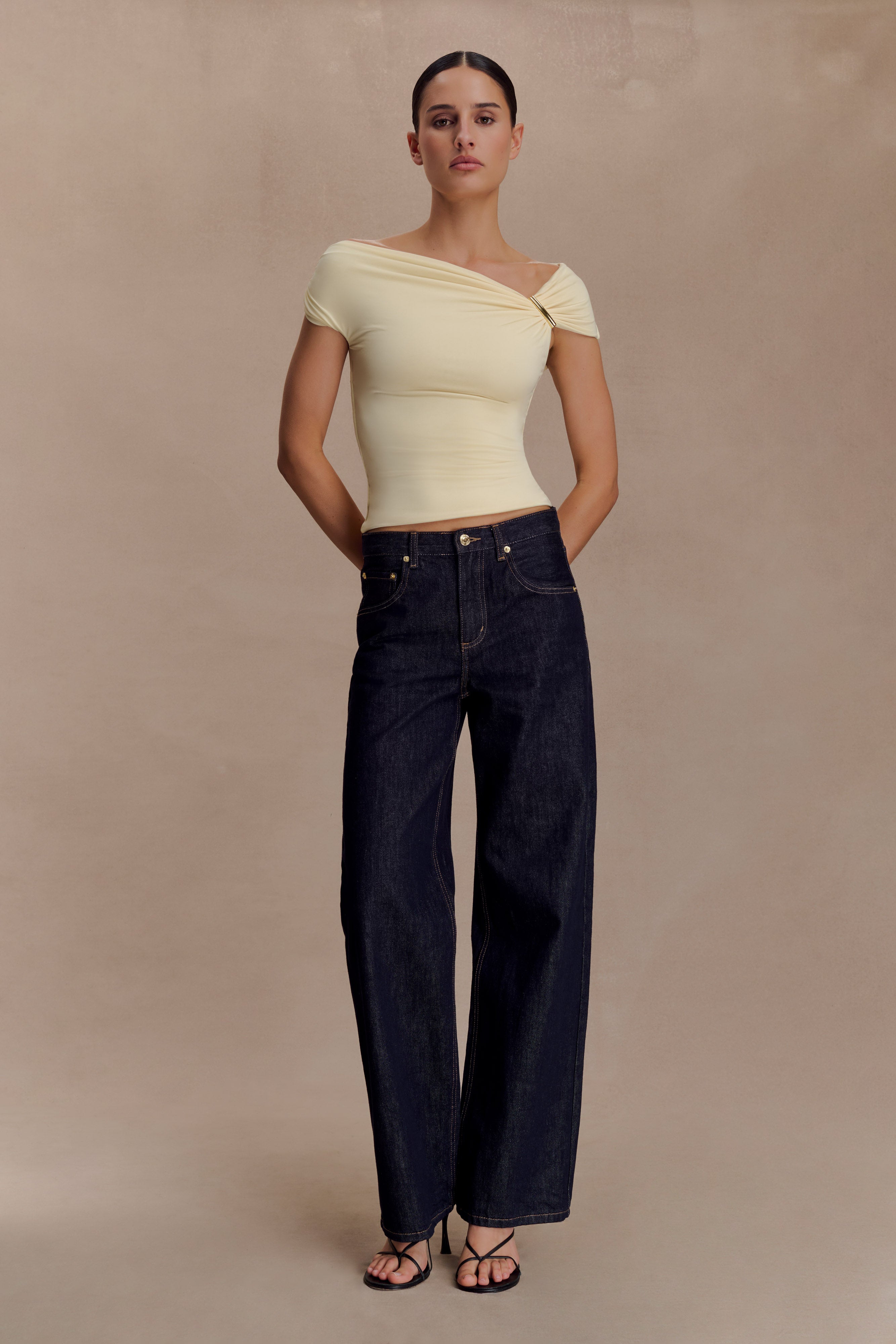 Kinsley Slinky Top With Hardware - Pale Lemon - Image 5