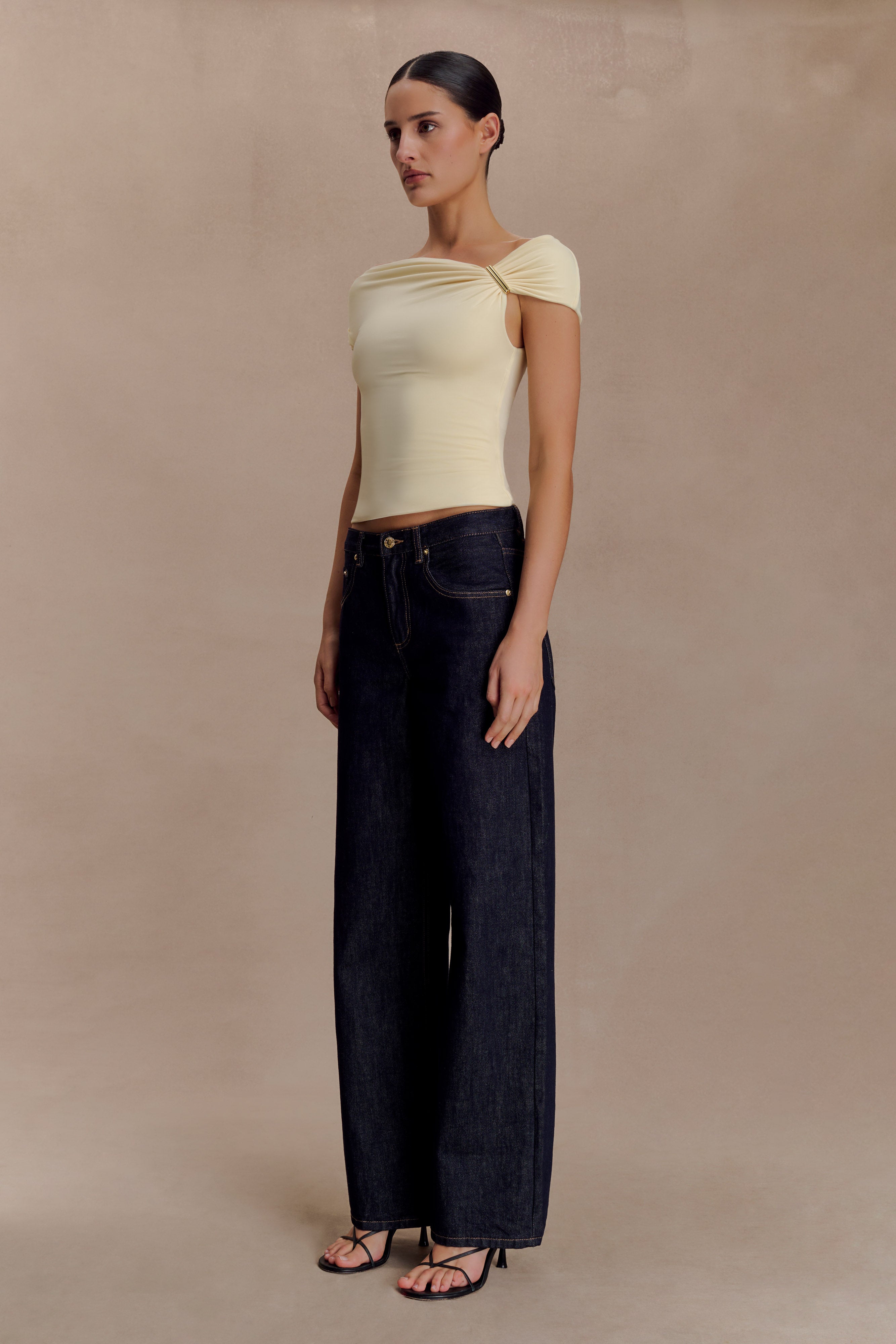 Kinsley Slinky Top With Hardware - Pale Lemon - Image 2
