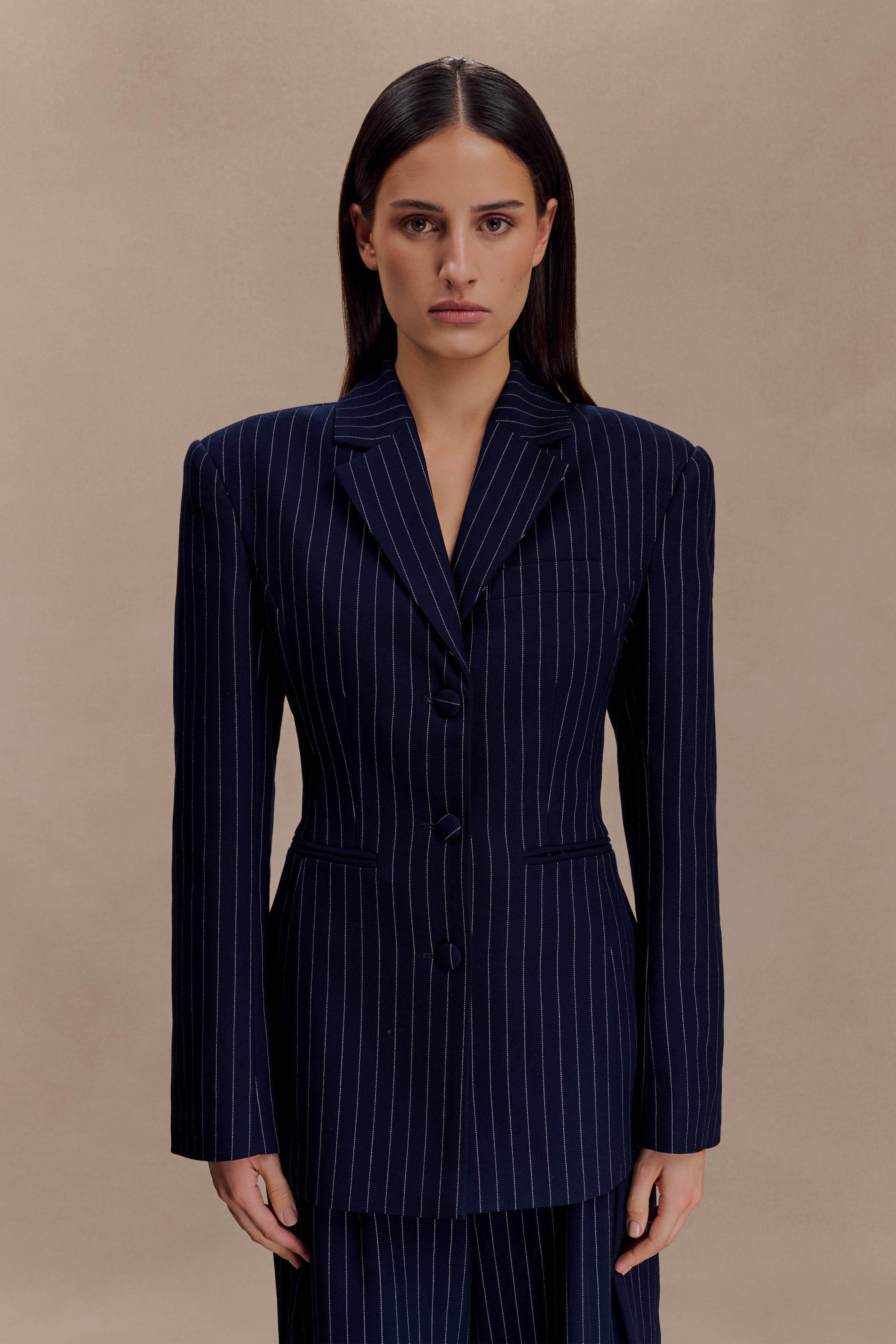 Alternative view of Bellamy Cinched Blazer - Navy Pinstripe