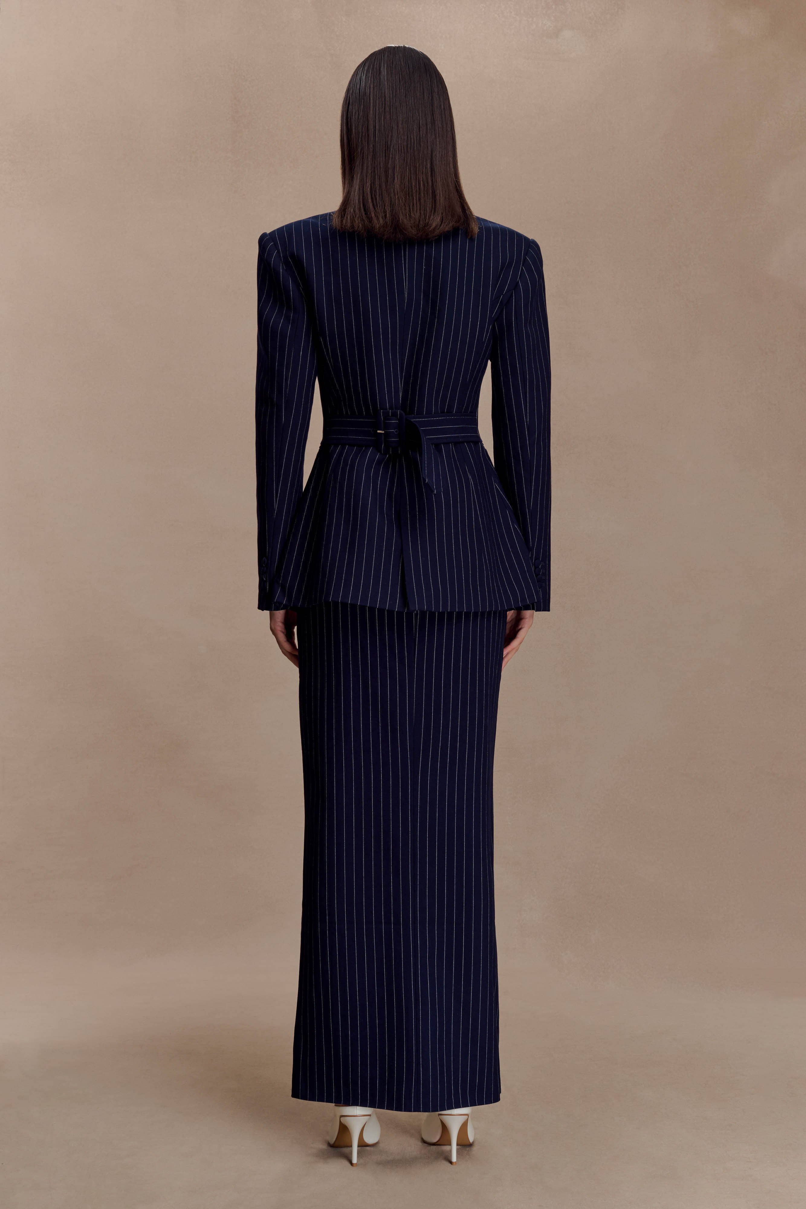 Alternative view of Cassie Column Maxi Skirt - Navy Pinstripe